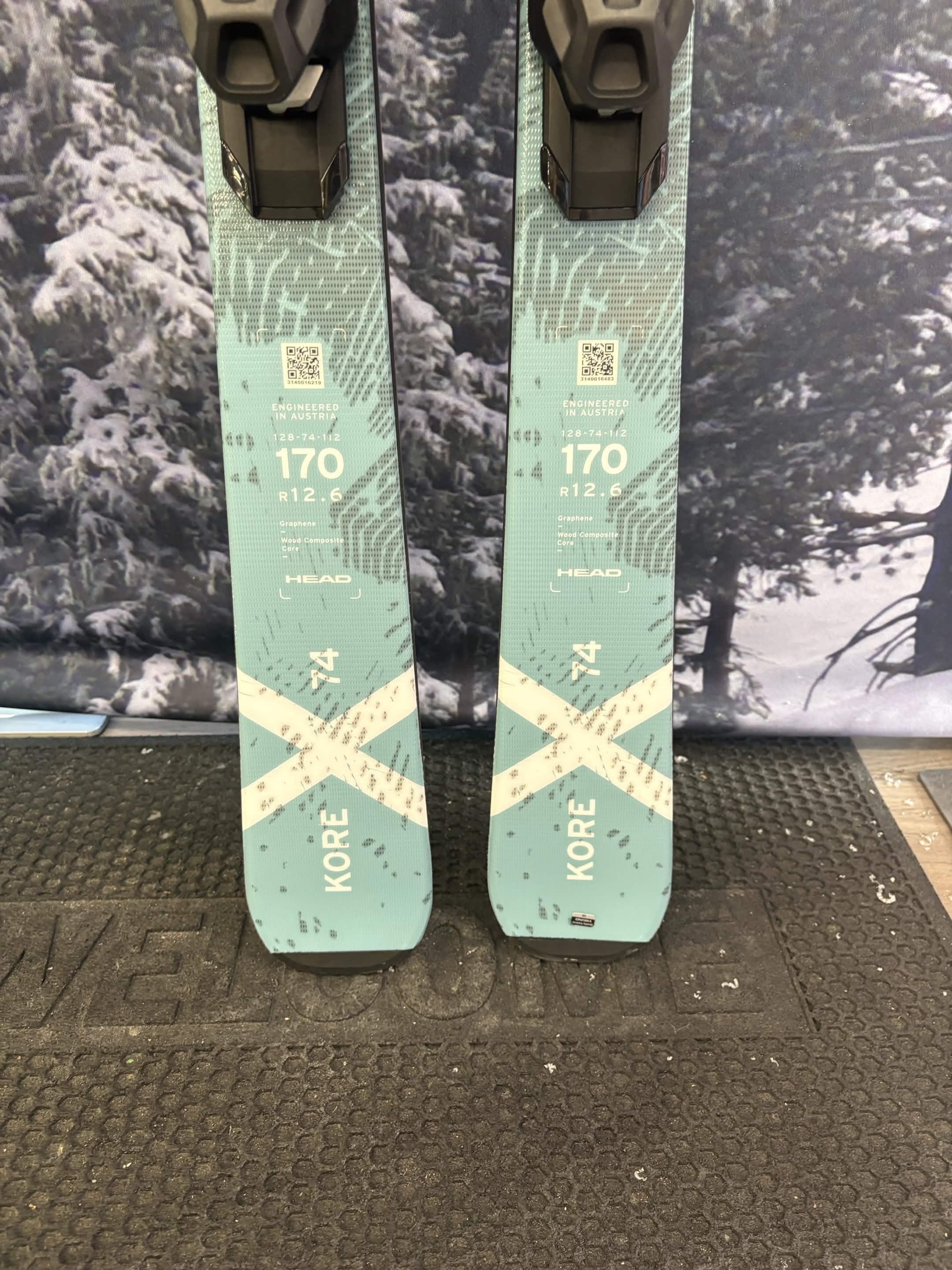 Head Kore X 74 170cm Skis w/ HEAD PR 11 GW Demo Binding - New
