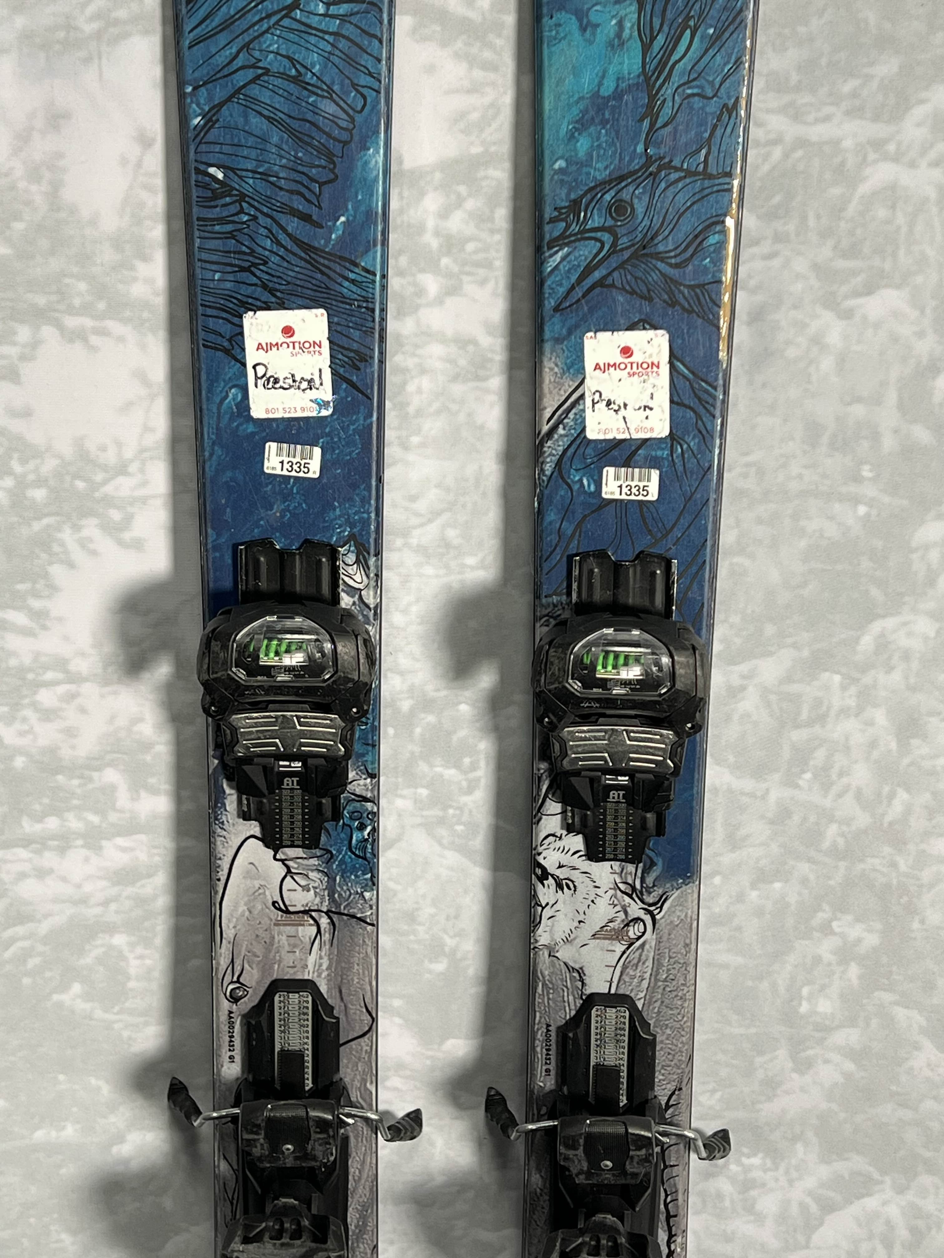Used 2023 Atomic Bent Chetler 100 180cm Skis with Adjustable Elan Attack 13 Bindings