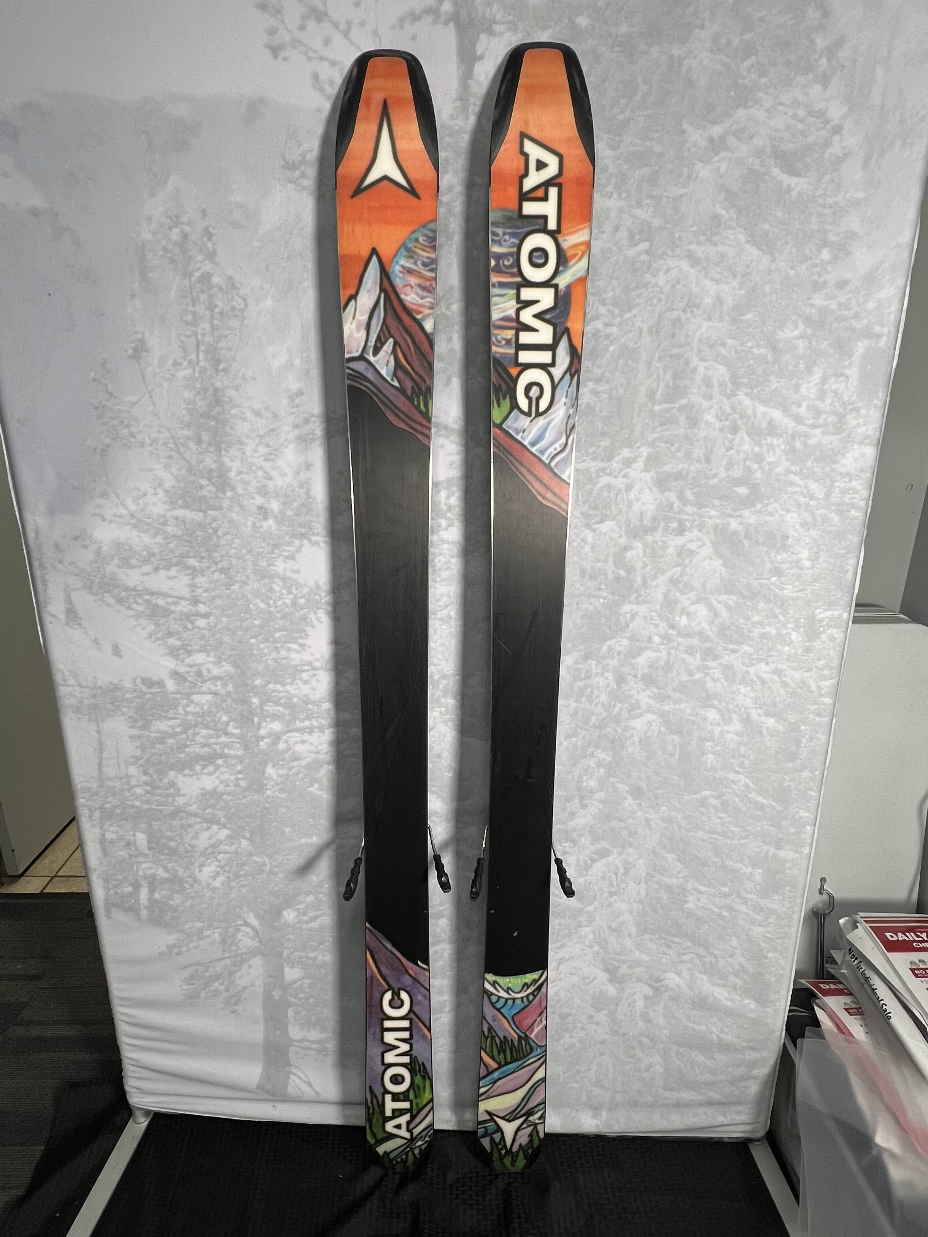 Used 2023 Atomic Bent Chetler 100 180cm Skis with Adjustable Elan Attack 13 Bindings