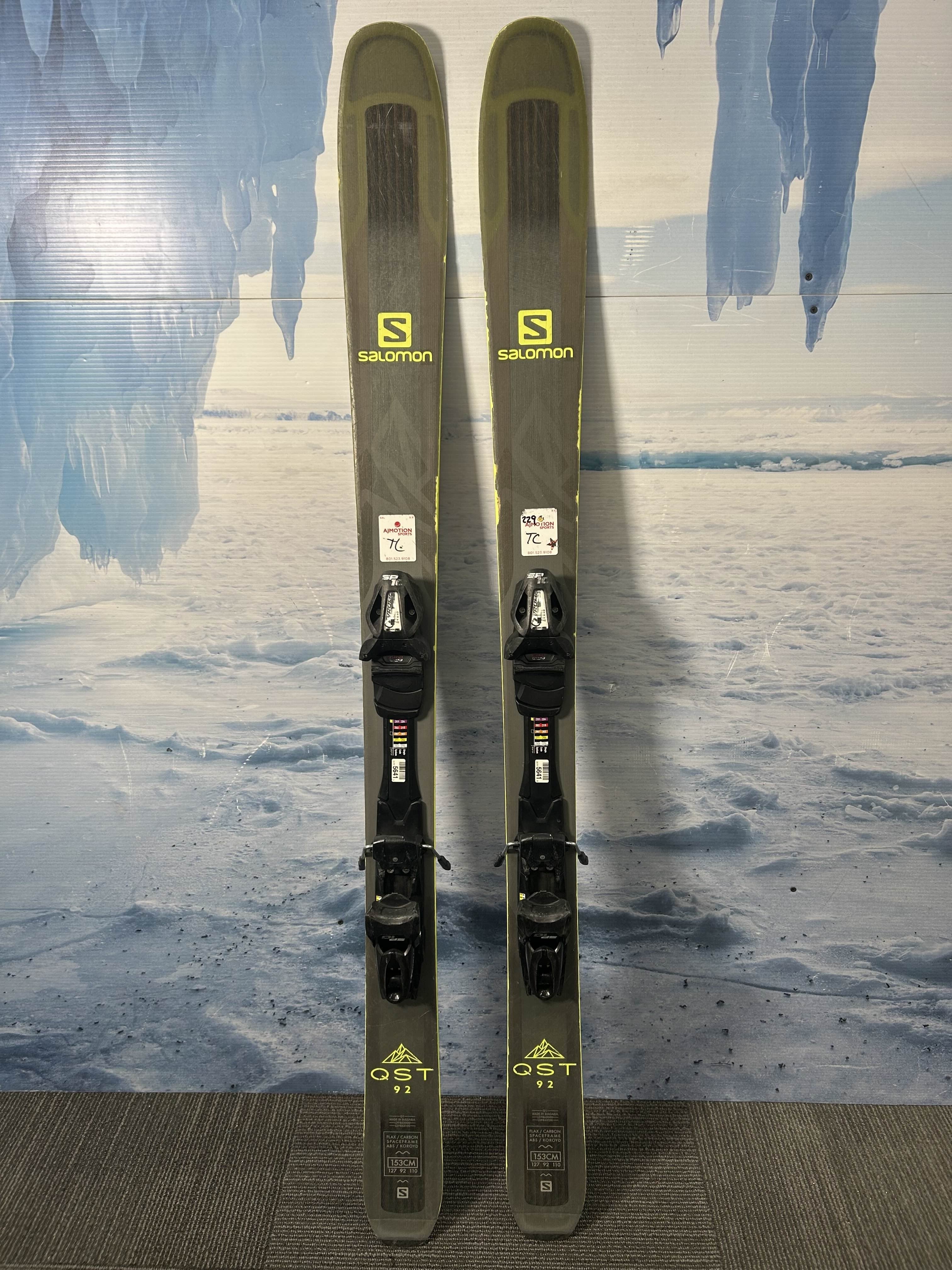 Used Salomon Qst 92 Ski w/ Tyrolia Sp 10 Demo Bindings - 153CM