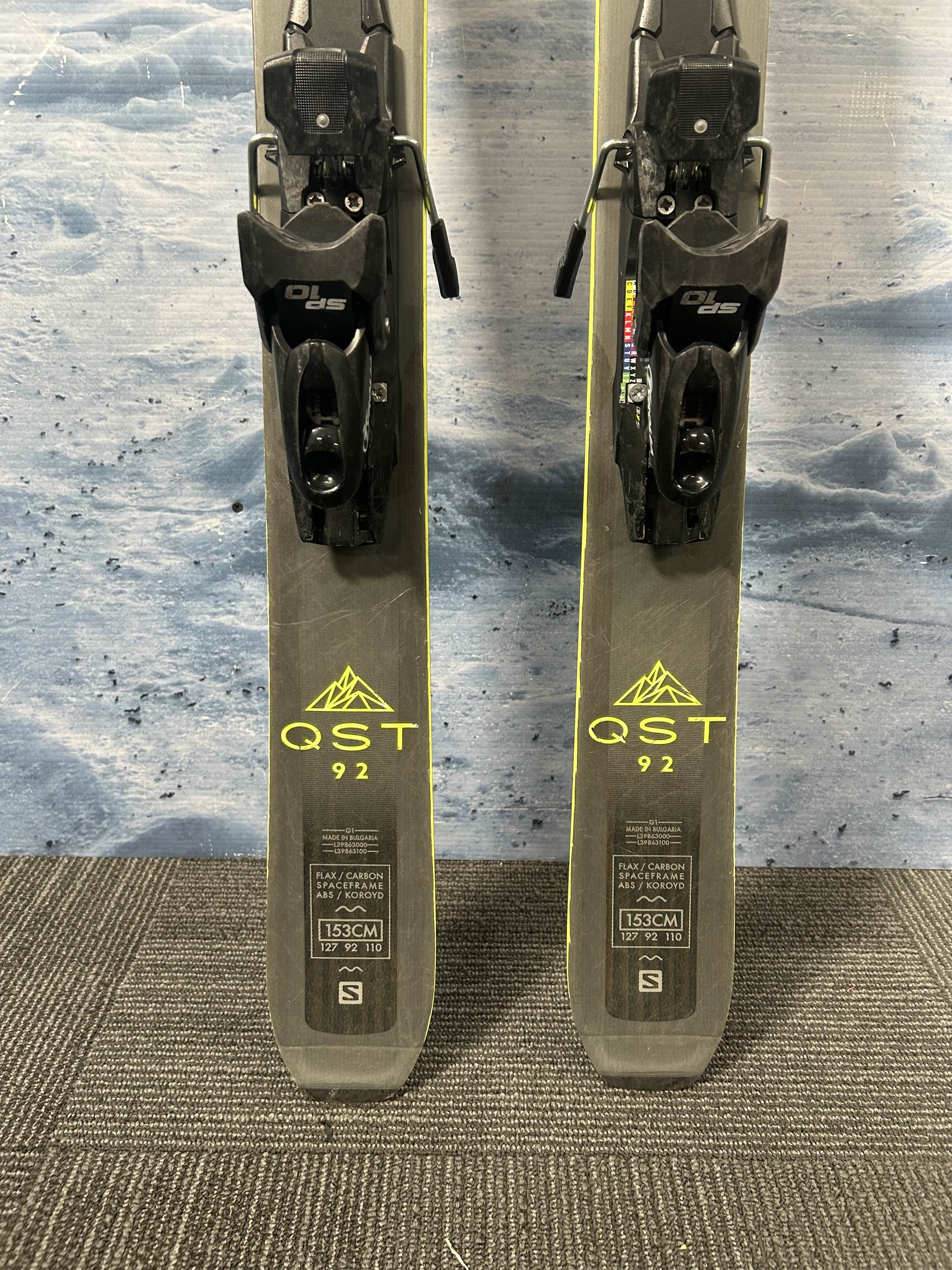 Used Salomon Qst 92 Ski w/ Tyrolia Sp 10 Demo Bindings - 153CM