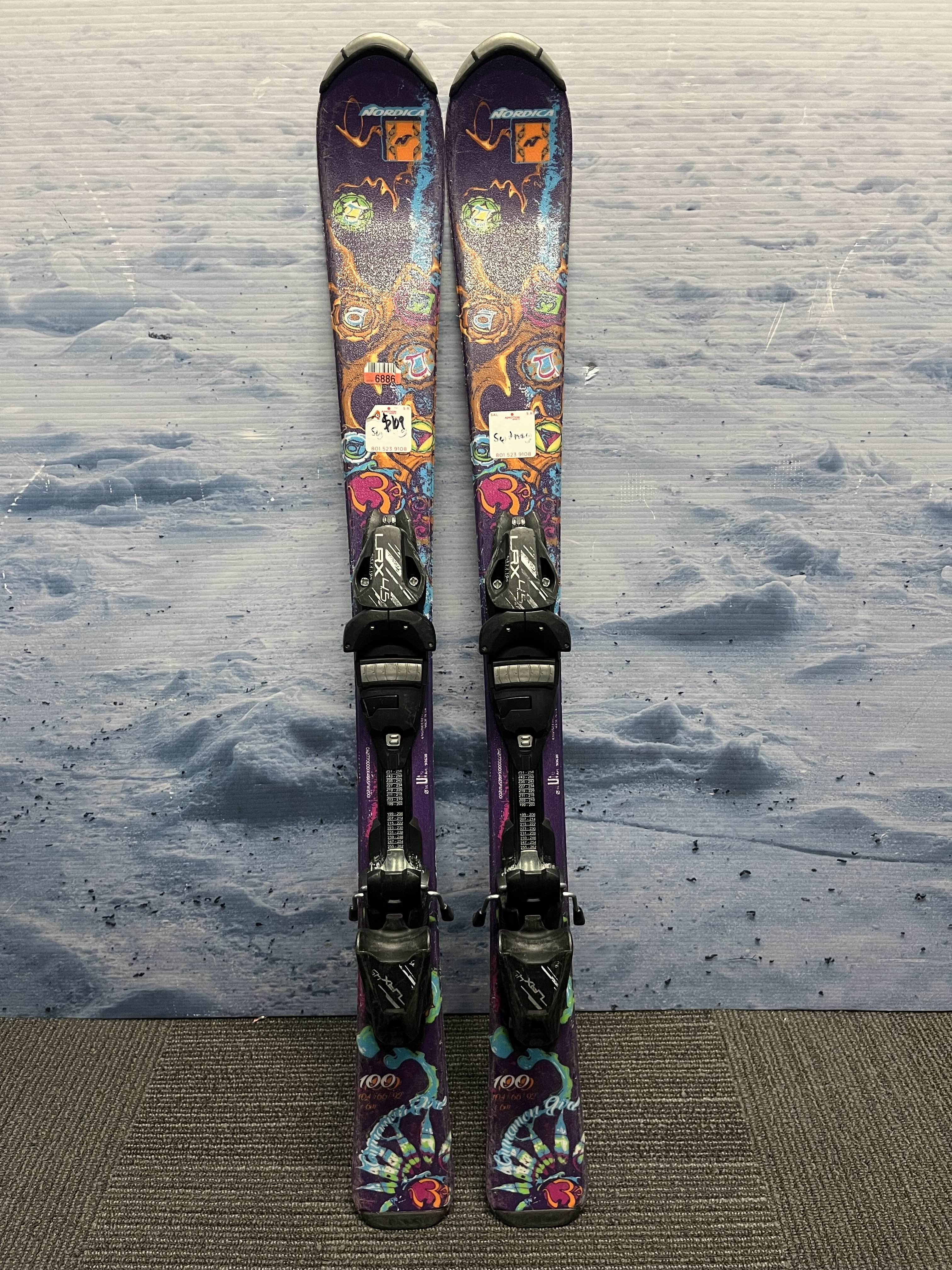 Used Nordica Cinnamon Girl Youth Ski w/ Tyrolia Lrx 4.5 Demo Bindings - 100CM