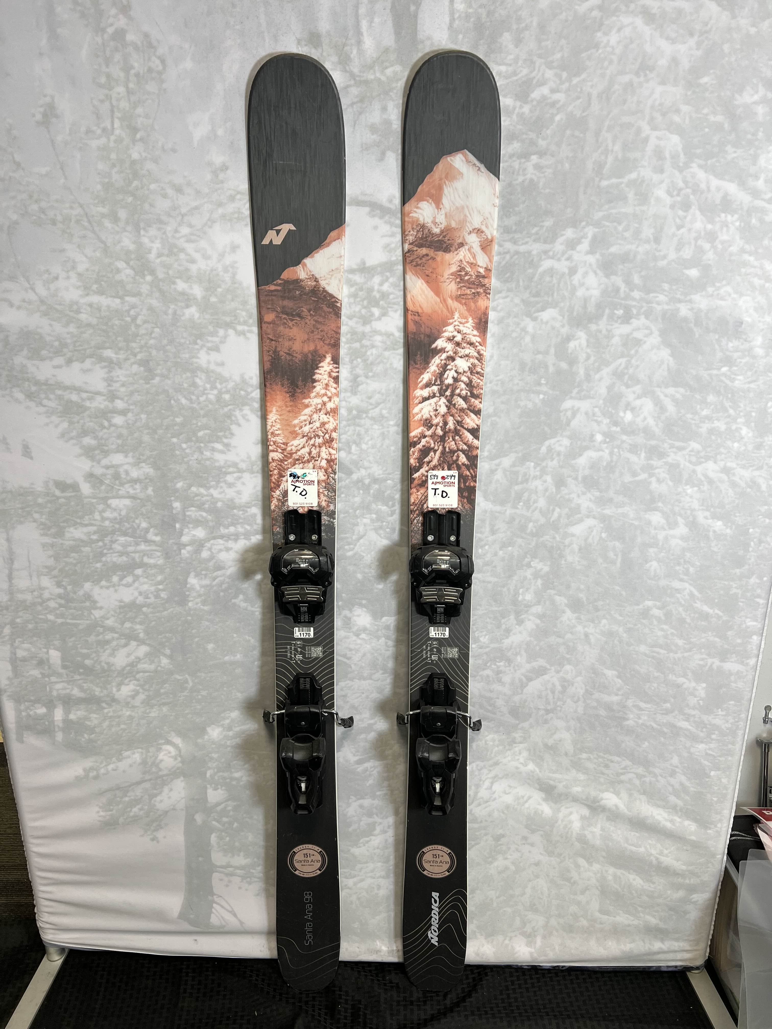 Used 2023 Nordica Santa Ana 98 151cm Skis with Adjustable Tyrolia Attack 11 MN Bindings