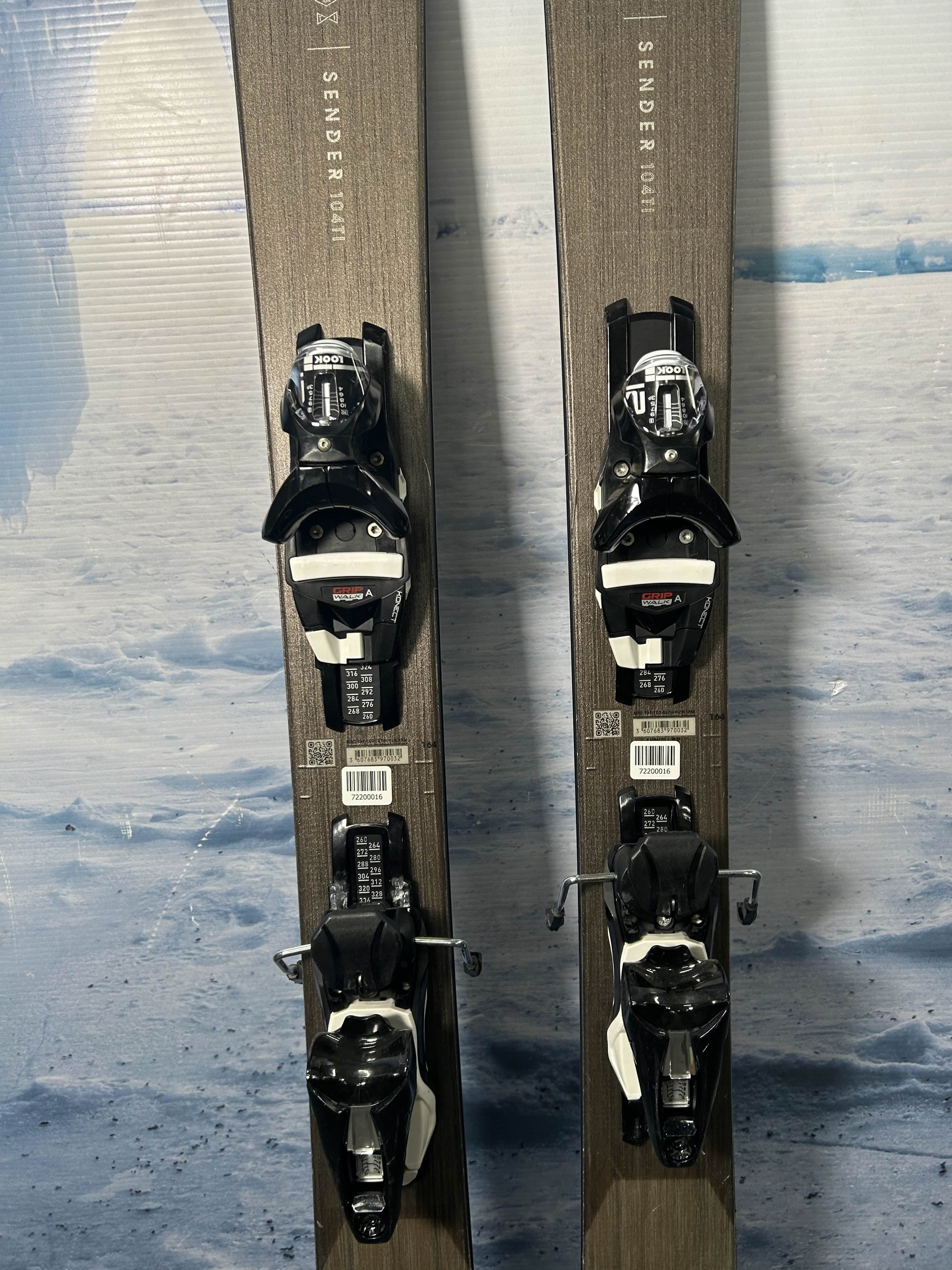 Used Rossignol Sender 104 TI 164cm Skis w/ Look NX 12 Demo Bindings