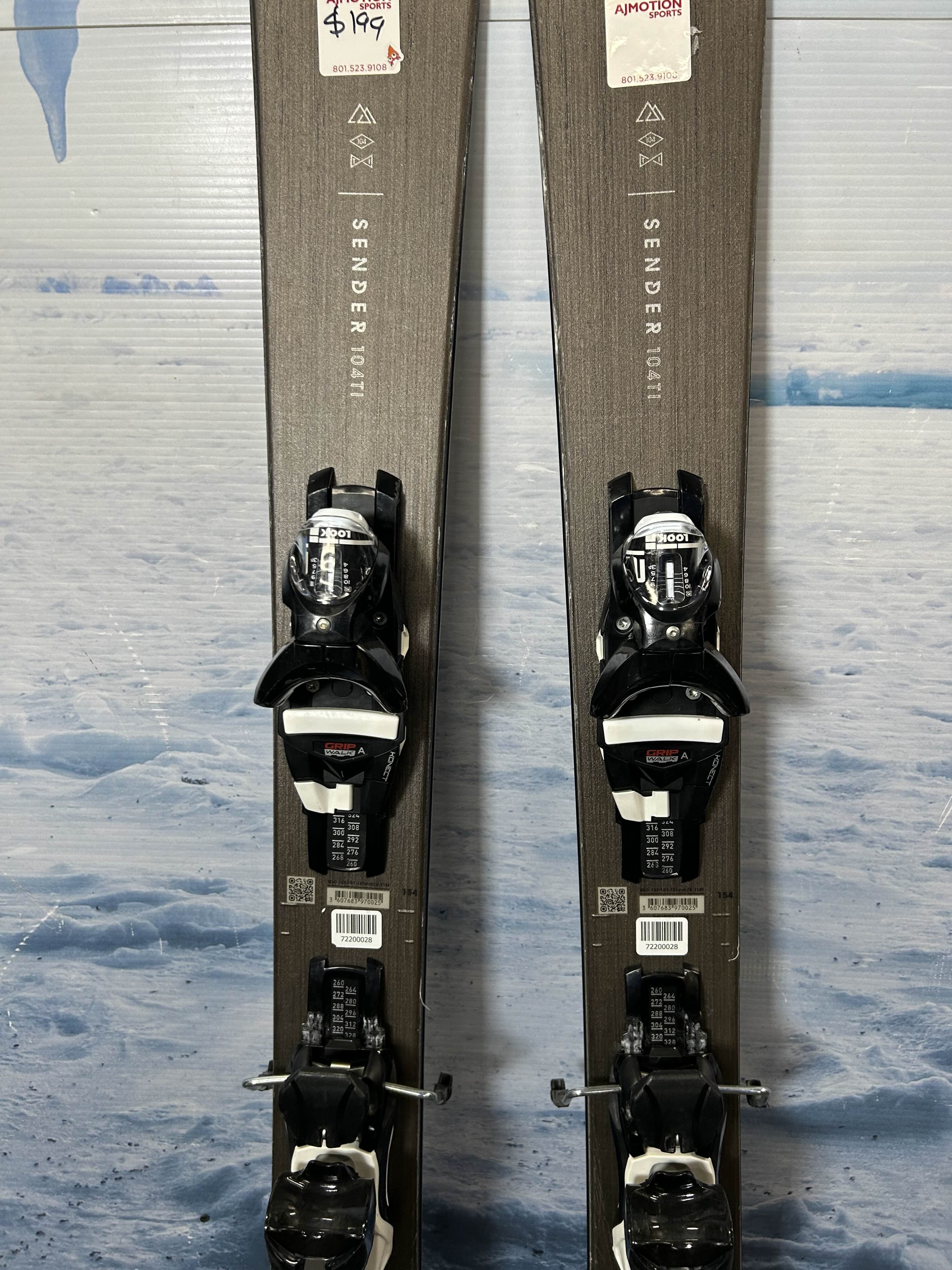 Used Rossignol Sender 104 TI 154cm Skis w/ Look 12 Demo Bindings