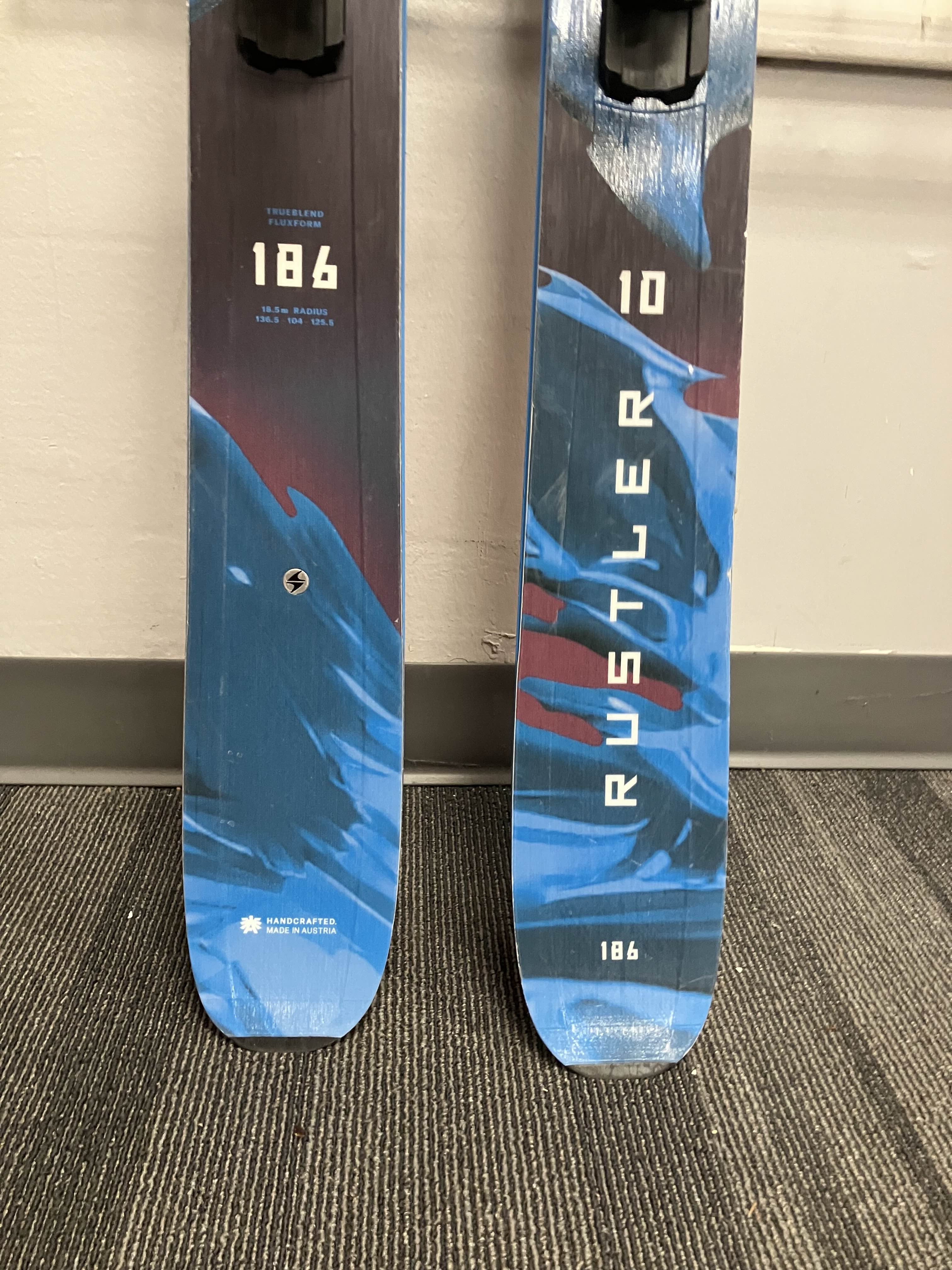 Used Blizzard Rustler 10 186cm Skis w/ Atomic Strive 13 GW Demo Bindings