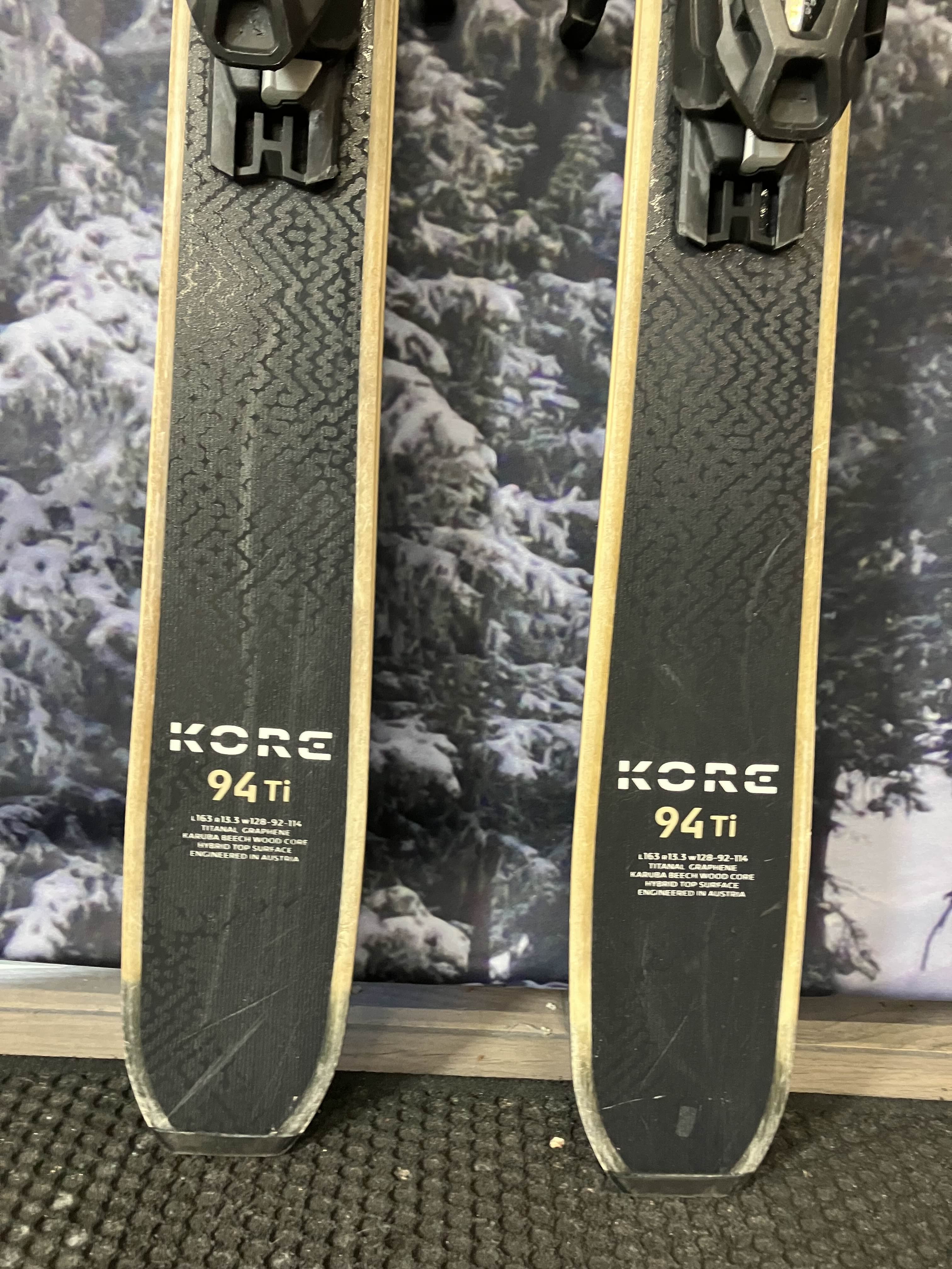 Used Head Kore 94 Ti 163cm Skis w/ Tyrolia Attack LYT 13 Bindings