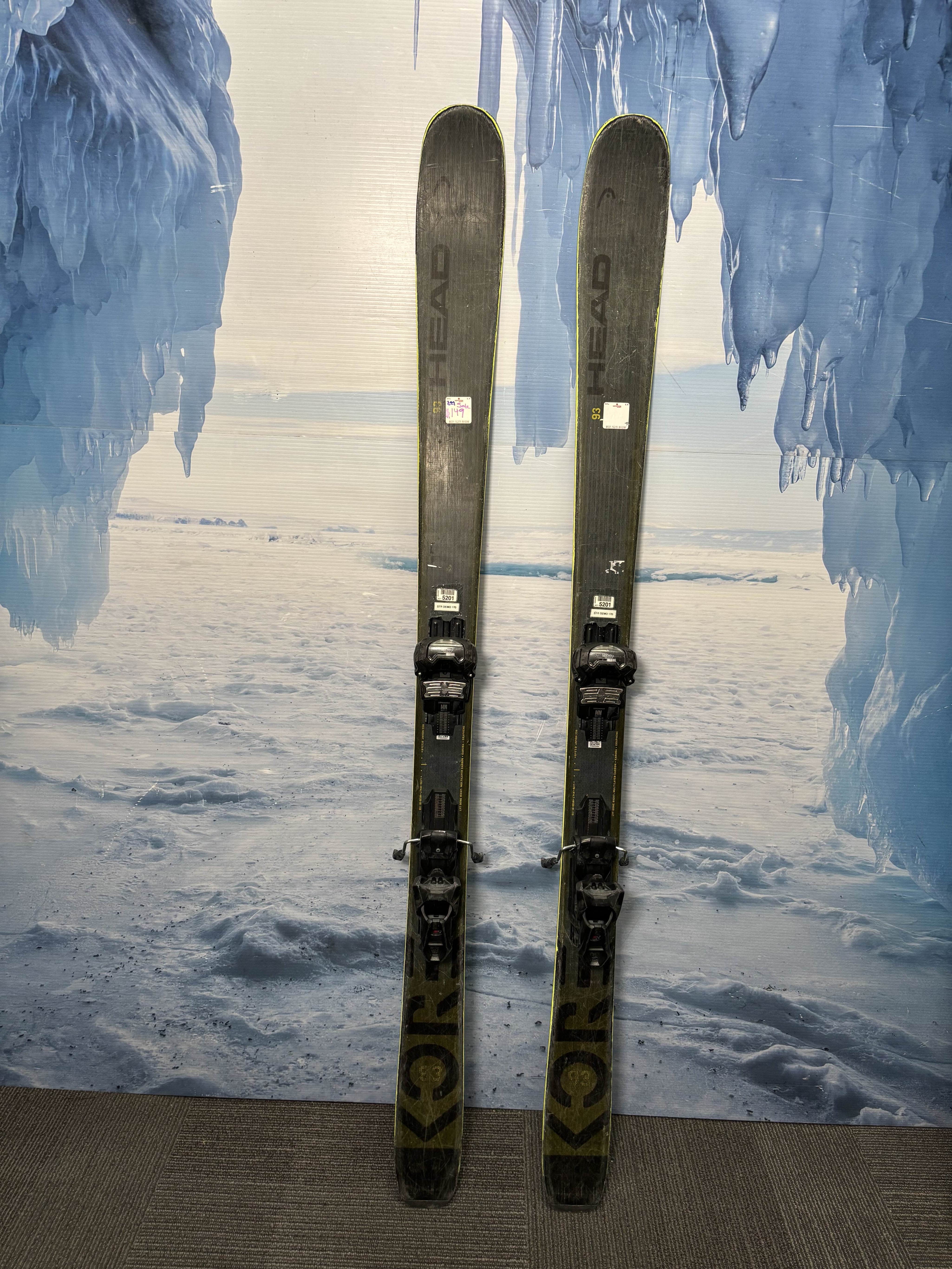 Used Head Kore 93 Ski 170cm w/ Tyrolia Attack 14 Rental Bindings