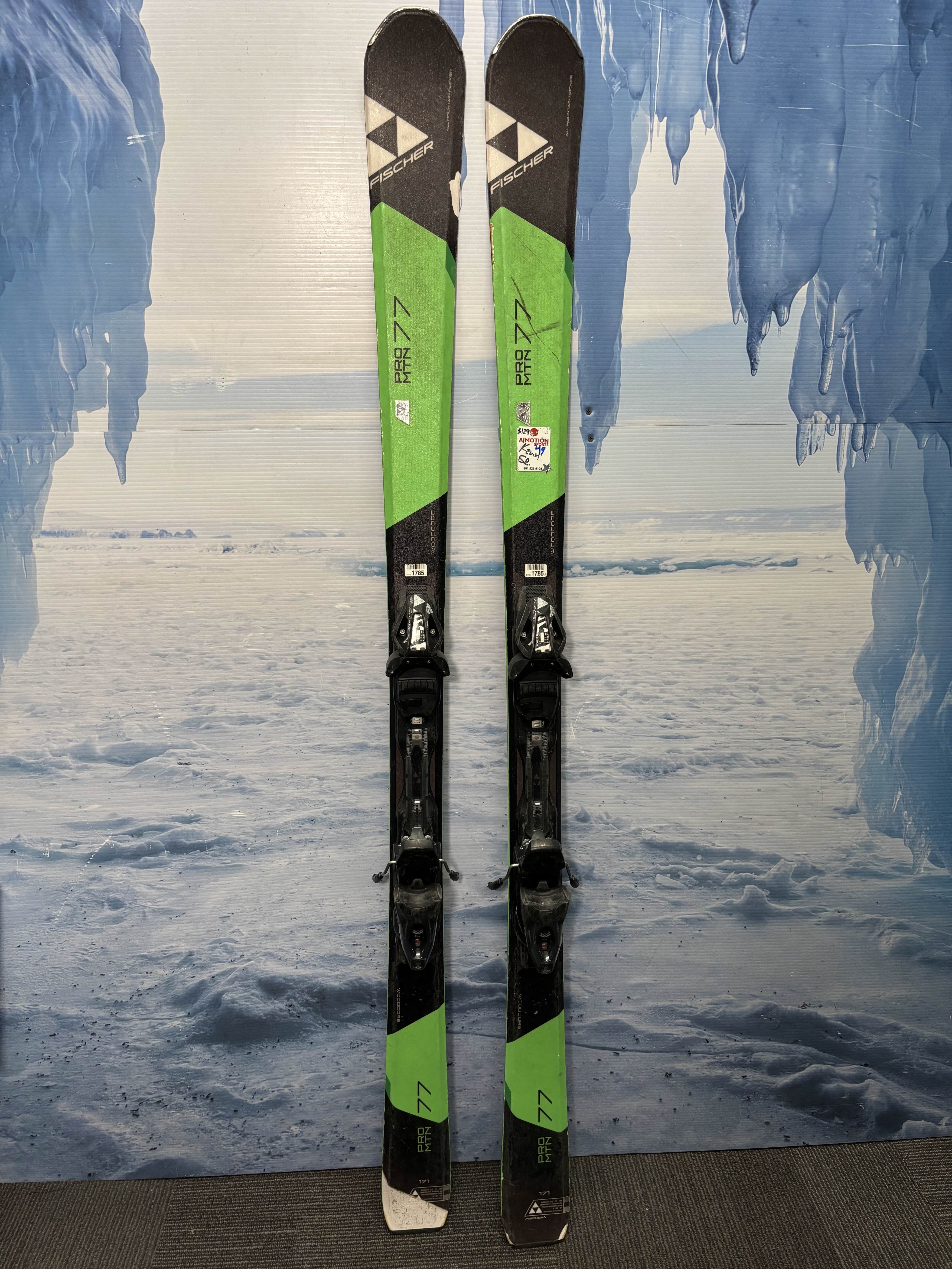 Used Fischer Pro MTN 77 FR Ski 171cm w/ Fischer 11 RS Rental Binding