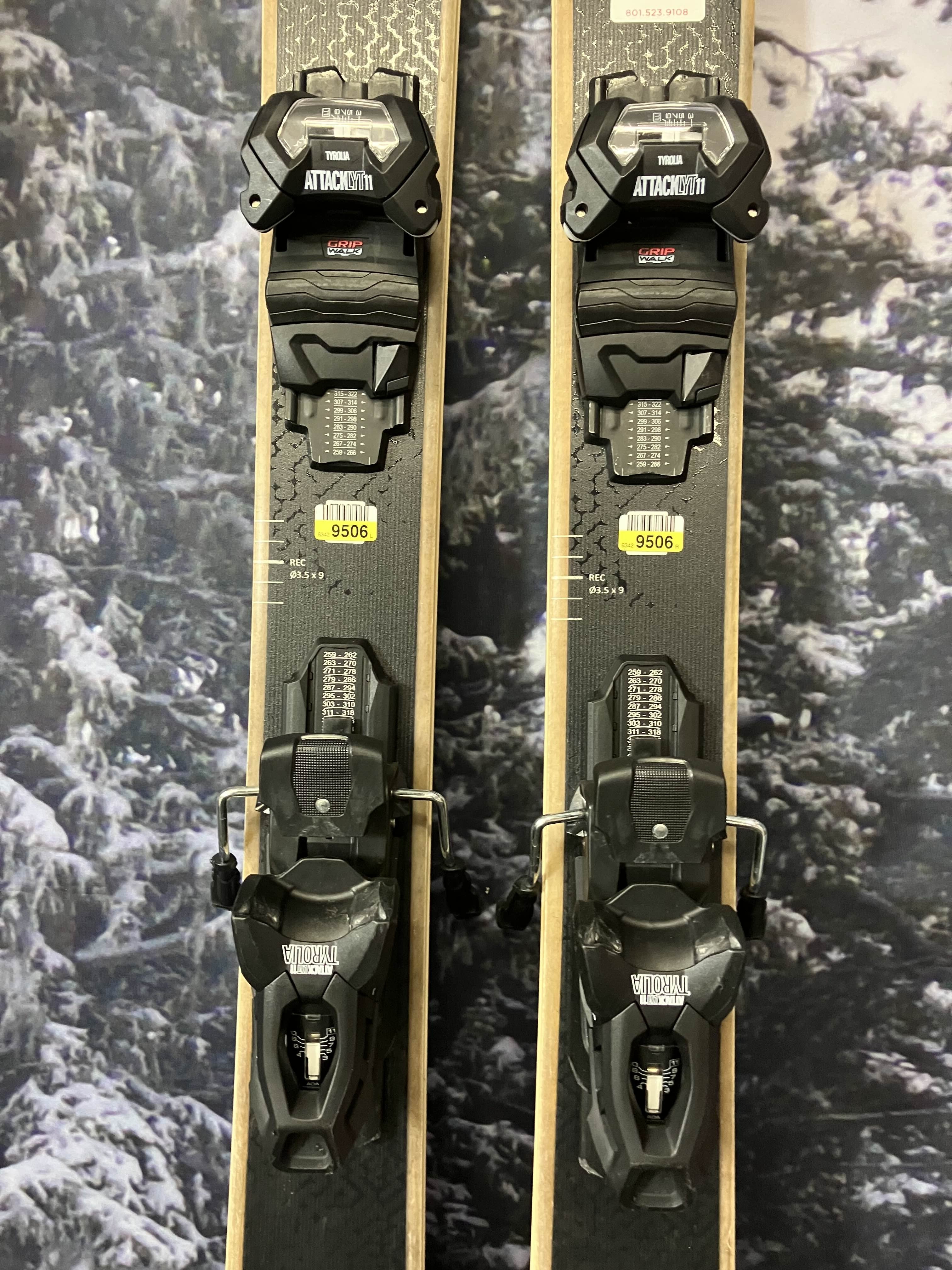 Used Head Kore 94 Ti 170cm Skis w/ Tyrolia Attack LYT 13 Bindings