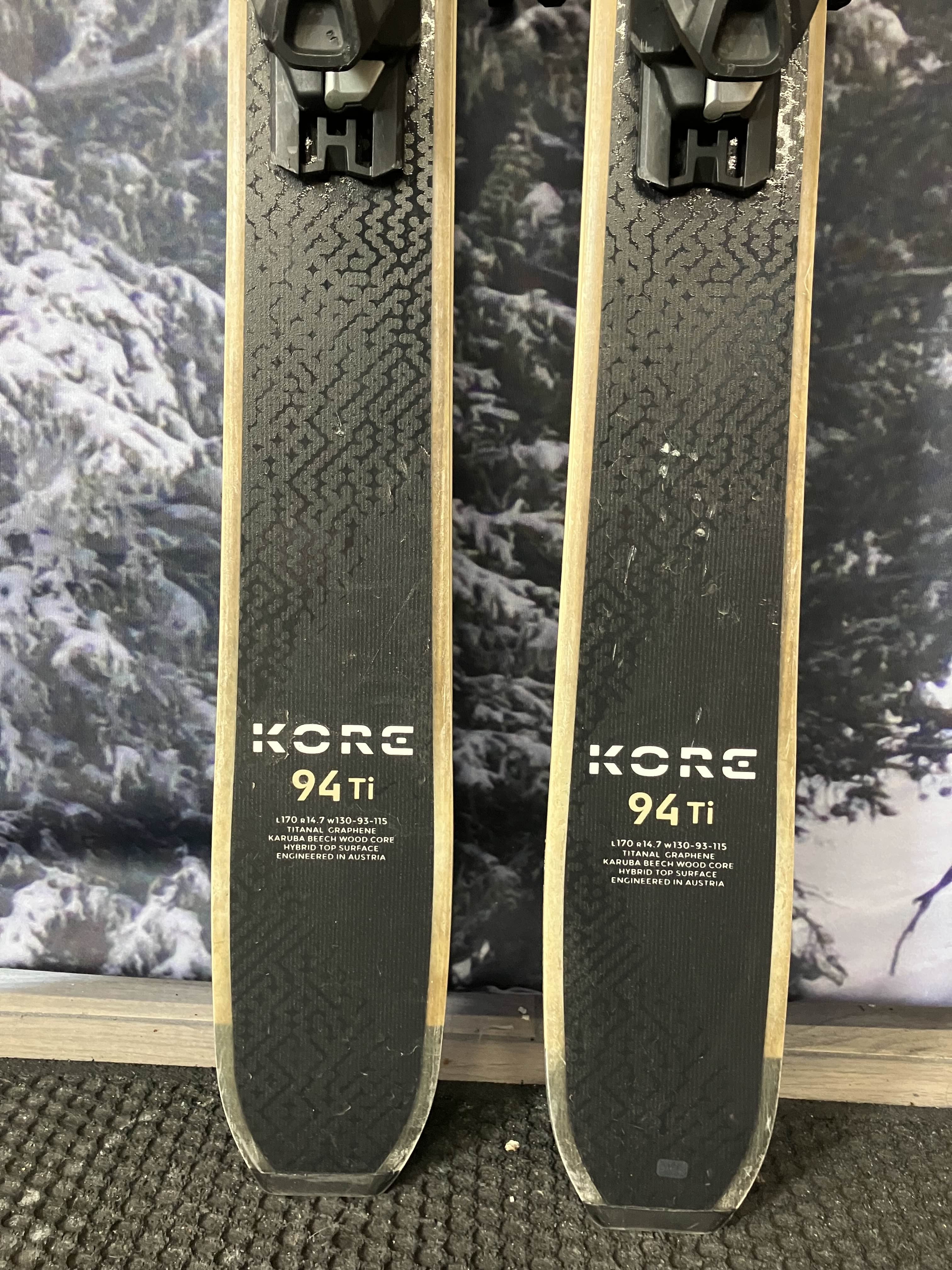 Used Head Kore 94 Ti 170cm Skis w/ Tyrolia Attack LYT 13 Bindings