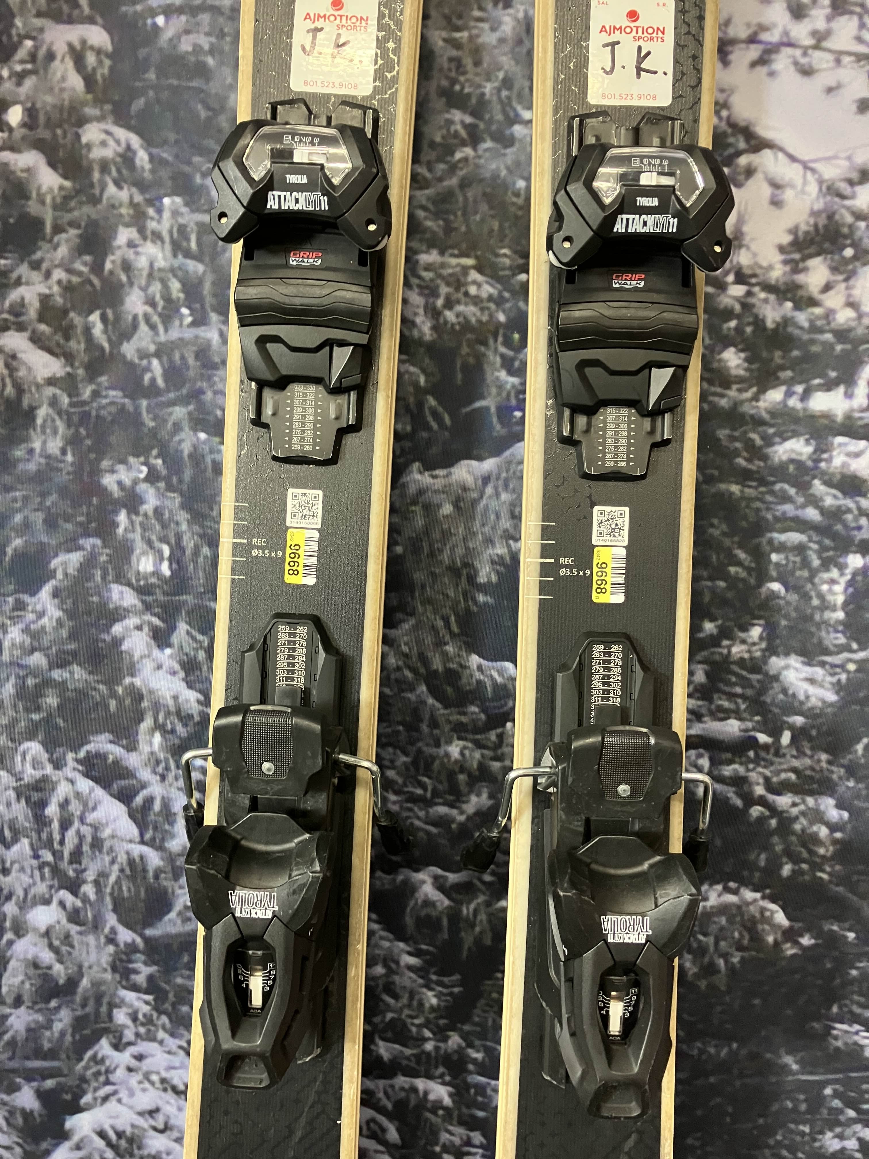 Used Head Kore 94 Ti 177cm Skis w/ Tyrolia Attack LYT 13 Bindings