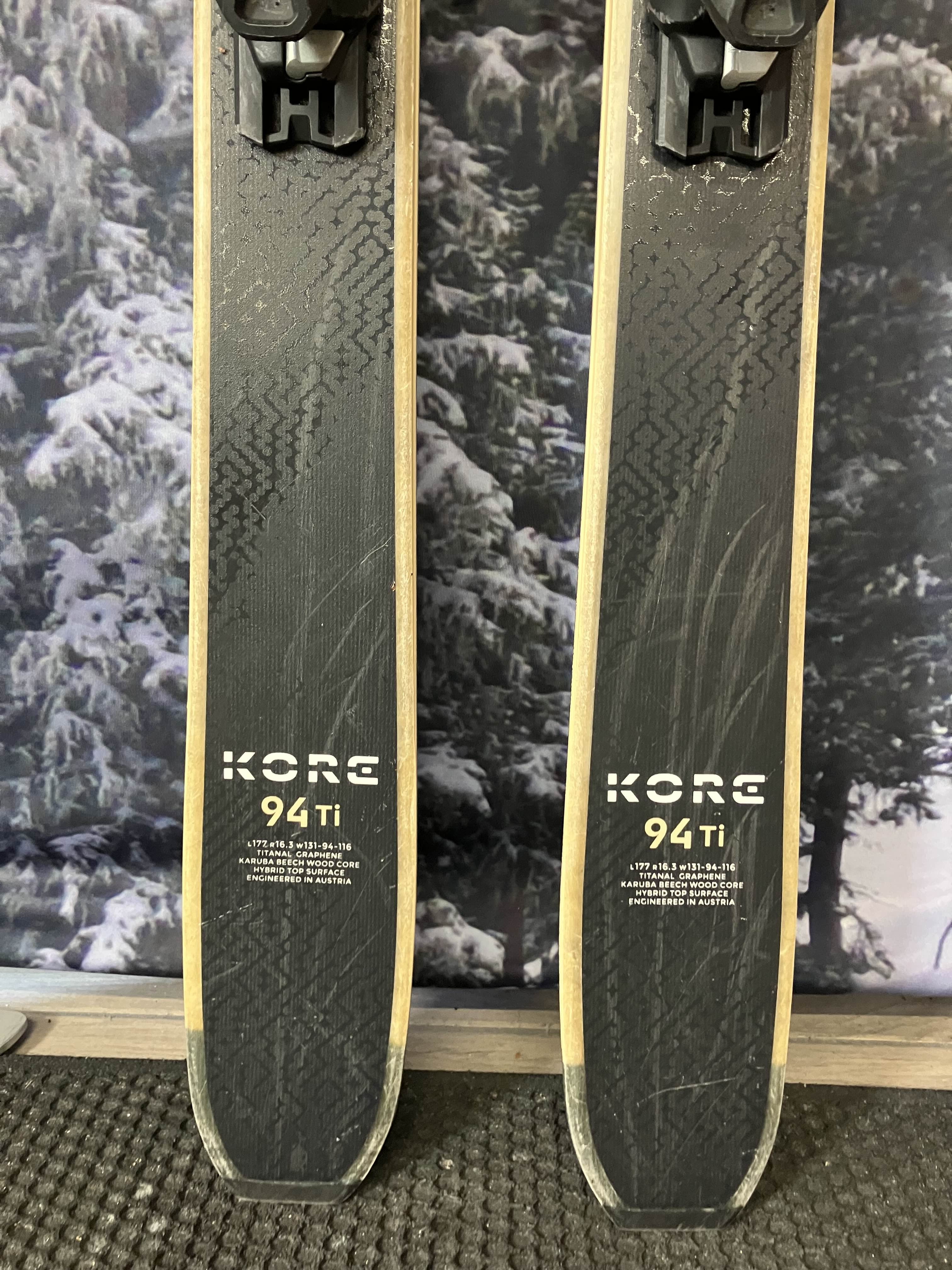 Used Head Kore 94 Ti 177cm Skis w/ Tyrolia Attack LYT 13 Bindings