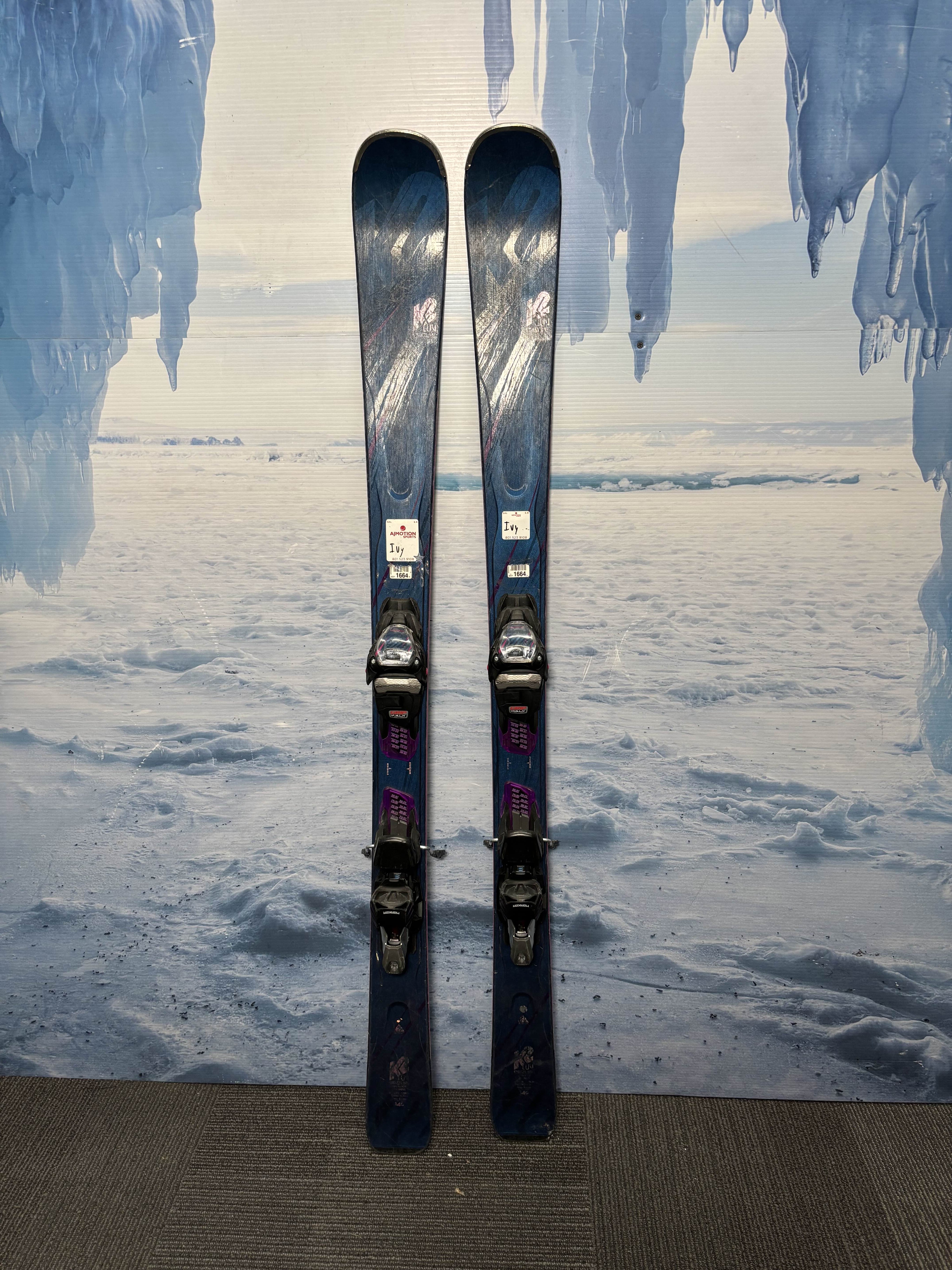 Used K2 Endley Luv 80 Ski 146cm w/ Marker 11 Rental Bindings