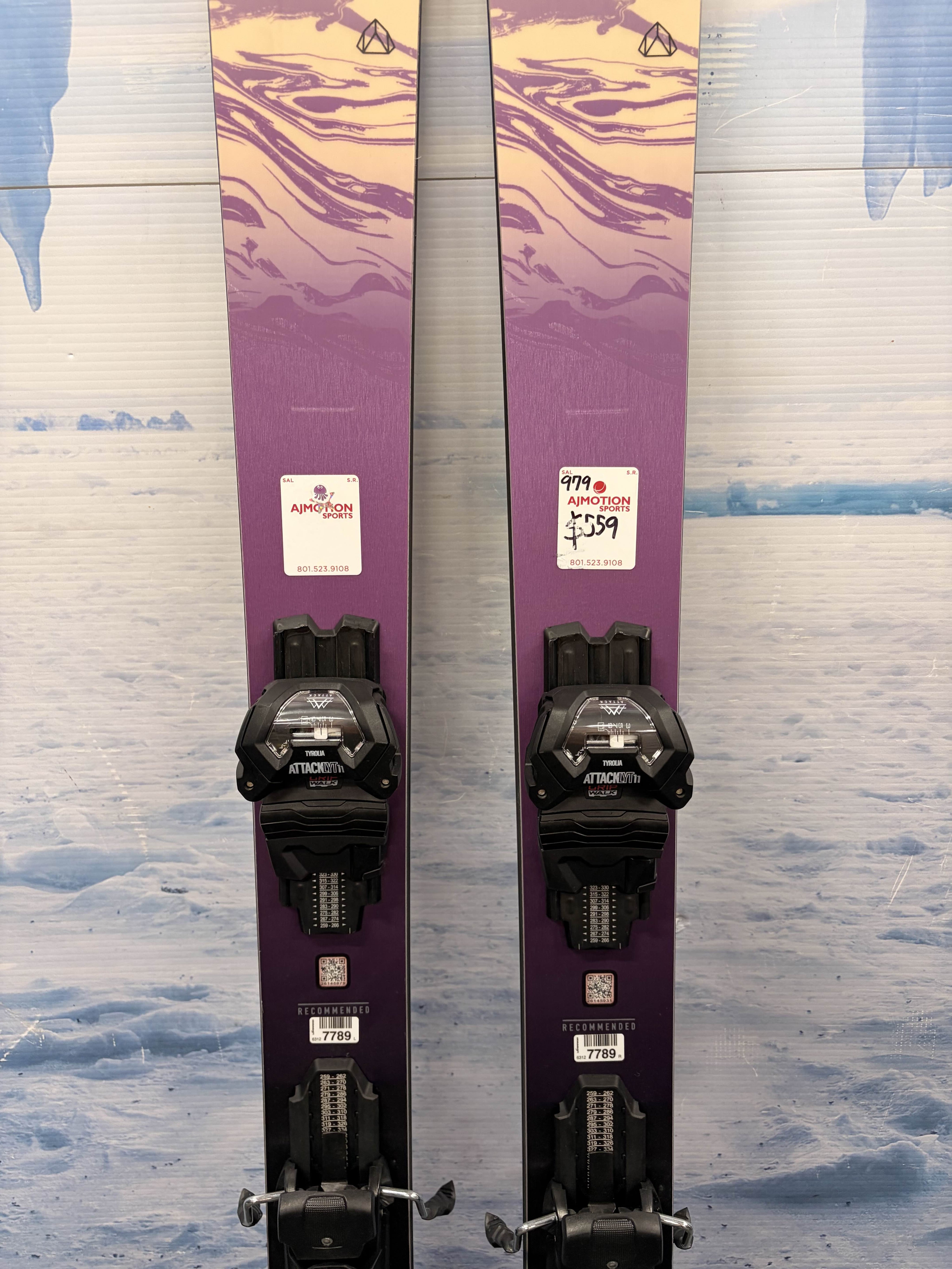 Lightly Used Salomon Stance 94 Ski 168cm w/ Tyrolia Attack 11 Rental Binding