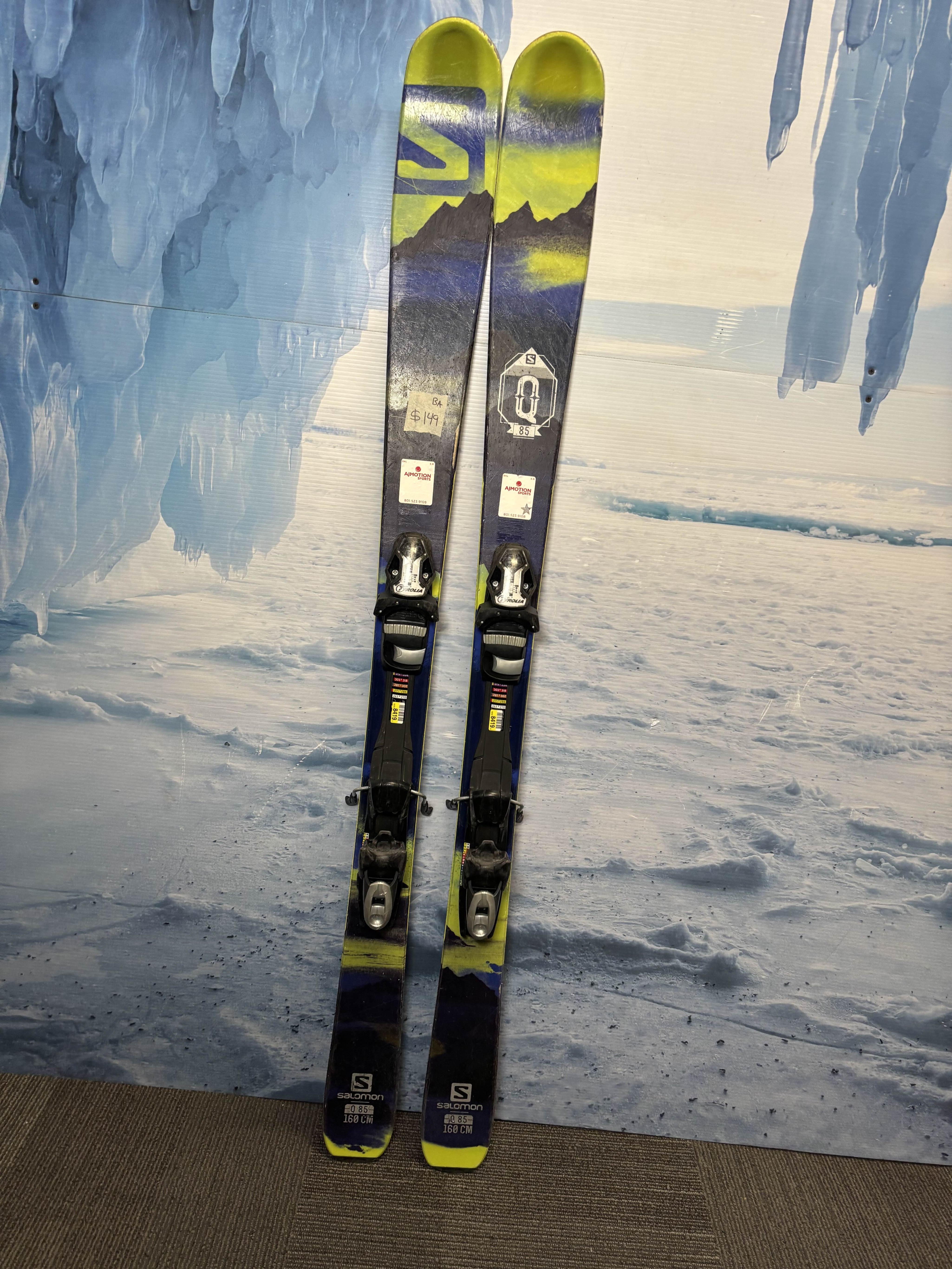 Used Salomon Q 85 Ski 160cm w/ Sympro 12 10 Rental Binding