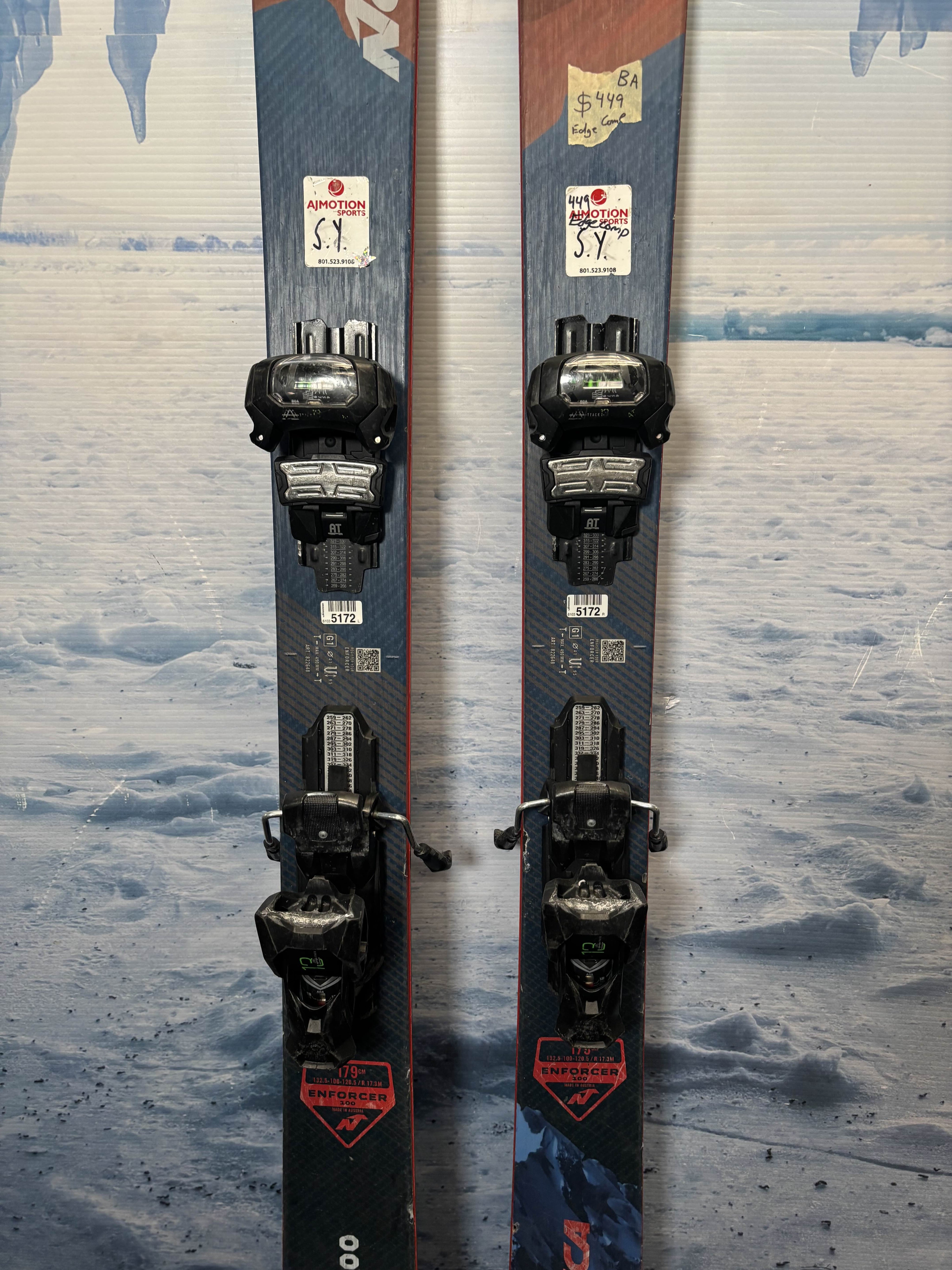 Used Nordica Enforcers 75 Ski 161cm w/ Nordica 10 Rental Binding