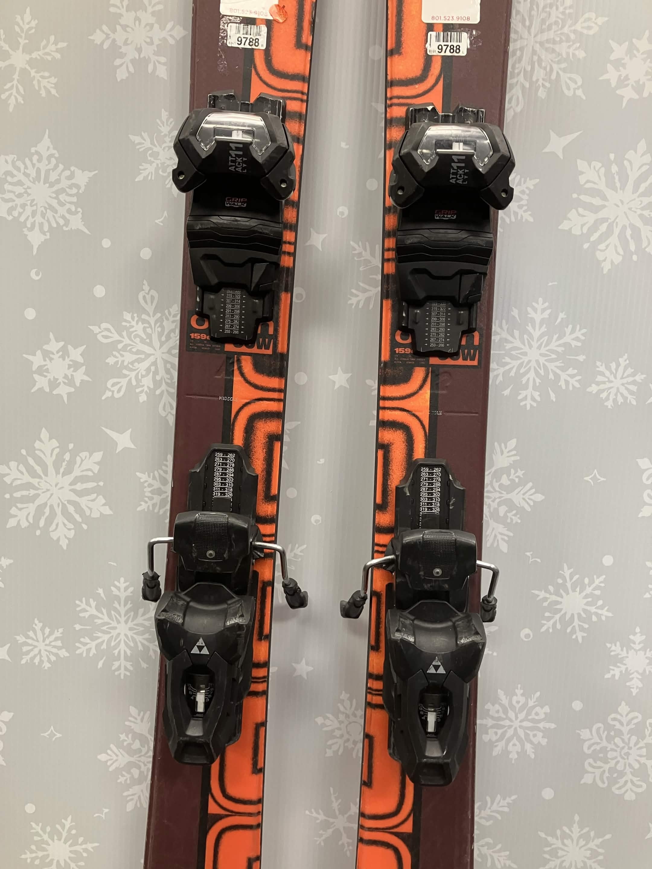K2 Omen 90W 159cm Skis w/ FISCHER Attack 11 LYT Demo Binding - Used