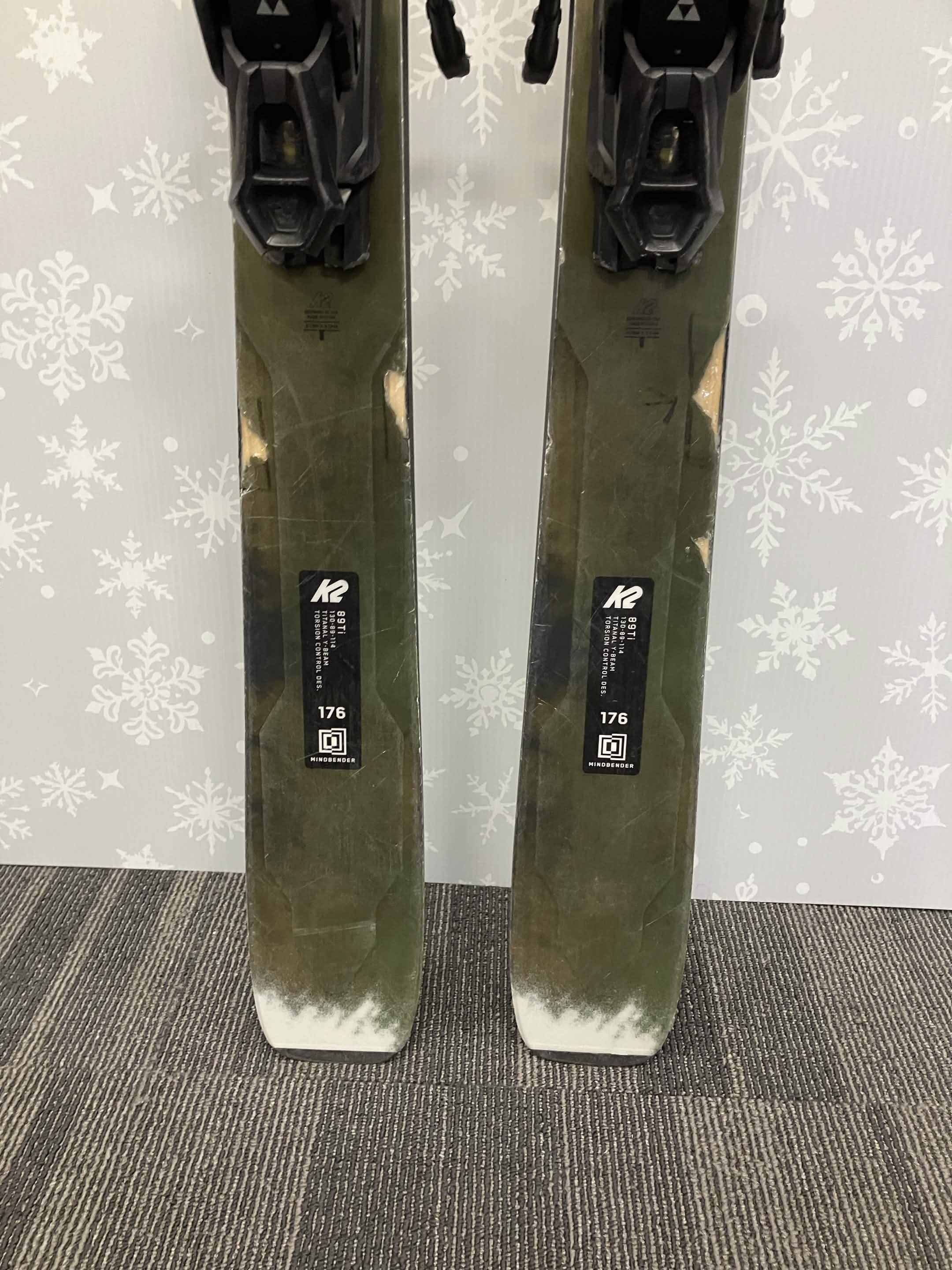 K2 Mindbender 89TI 176cm Skis w/ FISCHER Attack 13 LYT Demo Binding - Used