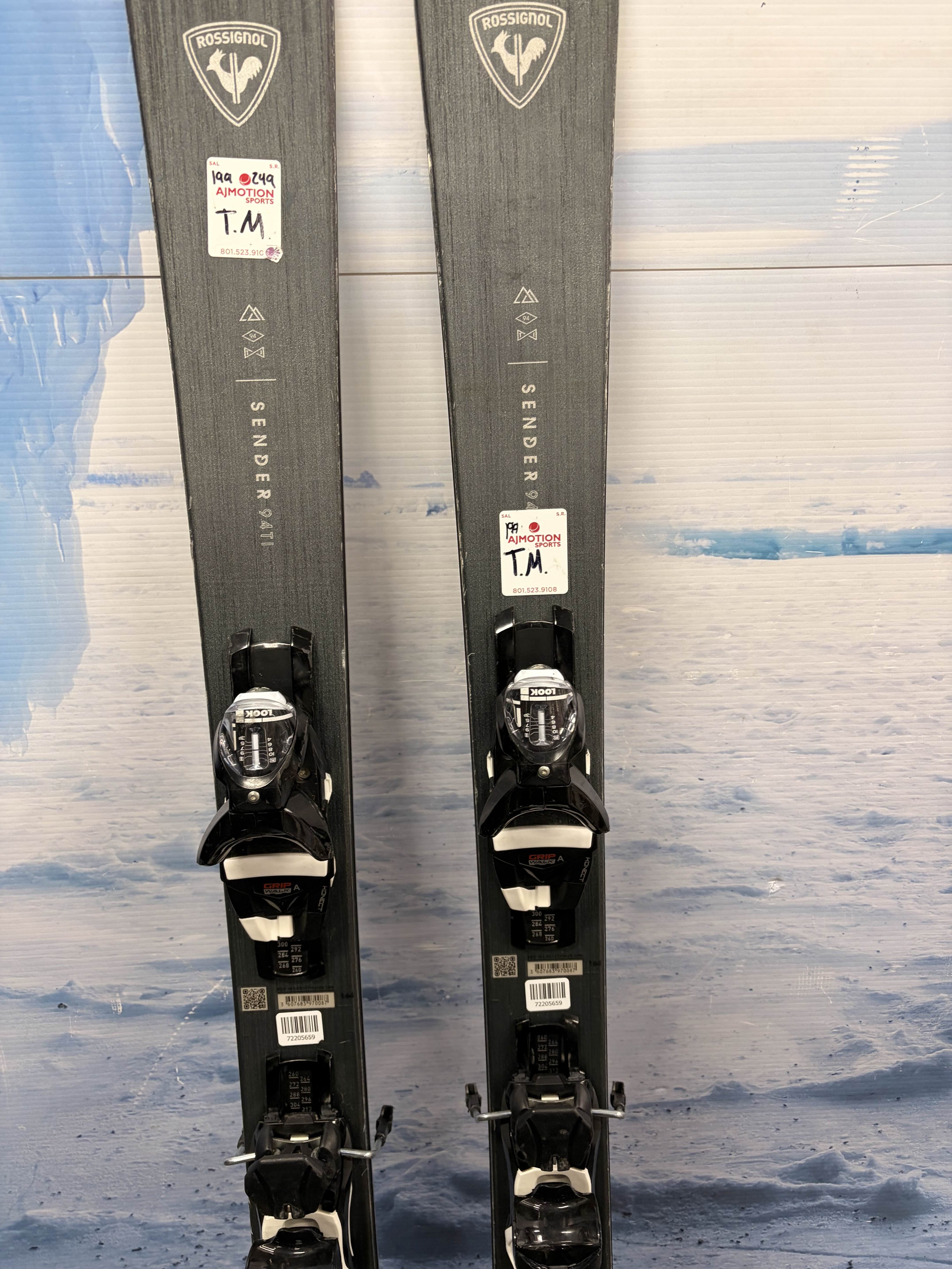 Used Rossignol Sender 94 TI 164cm Skis w/ Look NX12 Demo Bindings