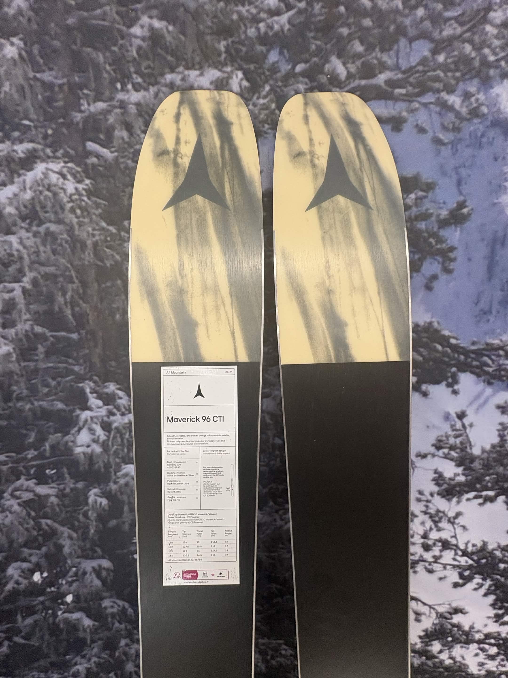 New 2027 Atomic Maverick 96 CTI 165cm Skis w/ Atomic NR Strive 11 GW ATO Demo Binding