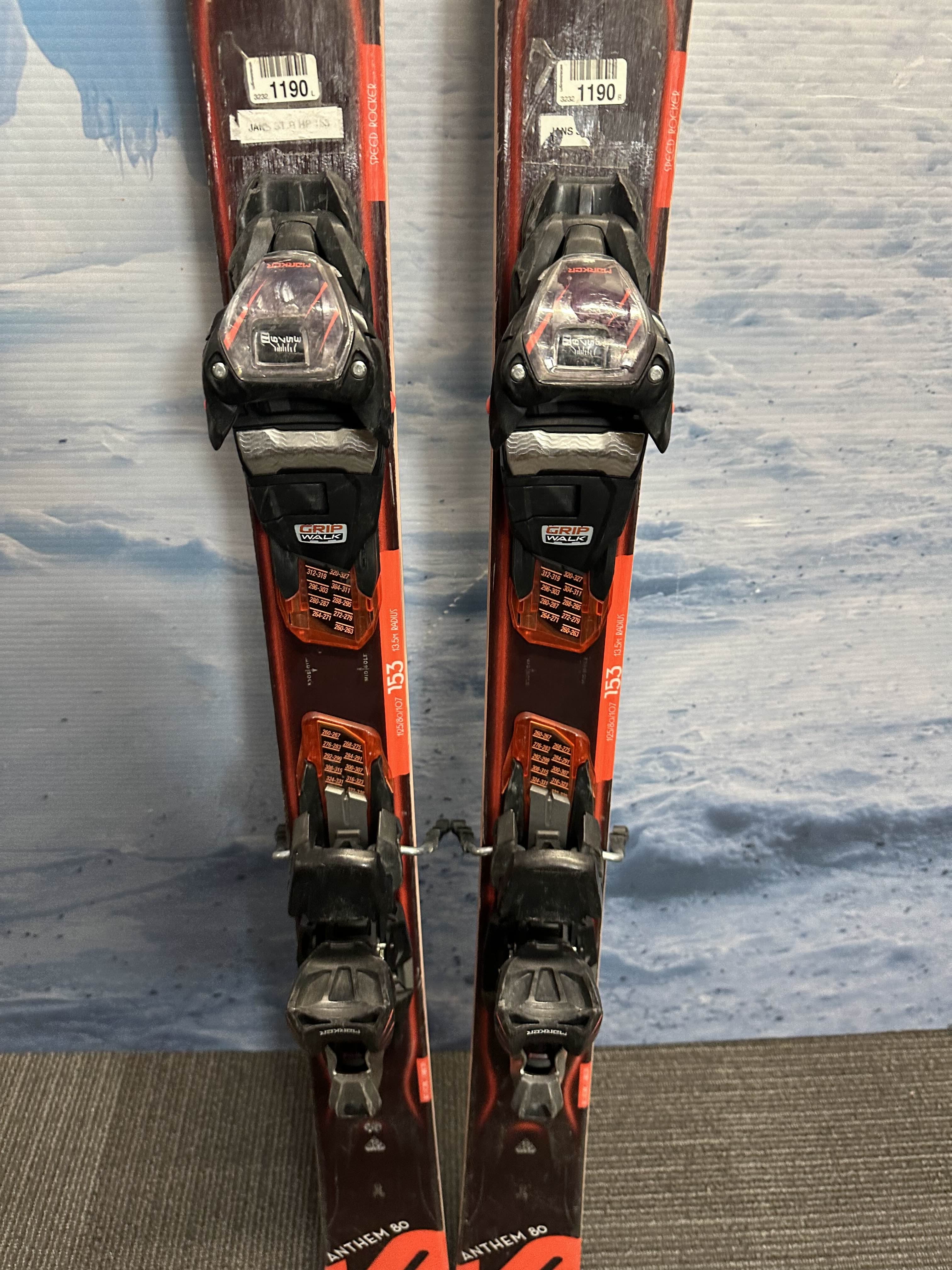 Used K2 Anthem 80 Ski 153cm w/ Marker 11 Grip Walk Rental Binding