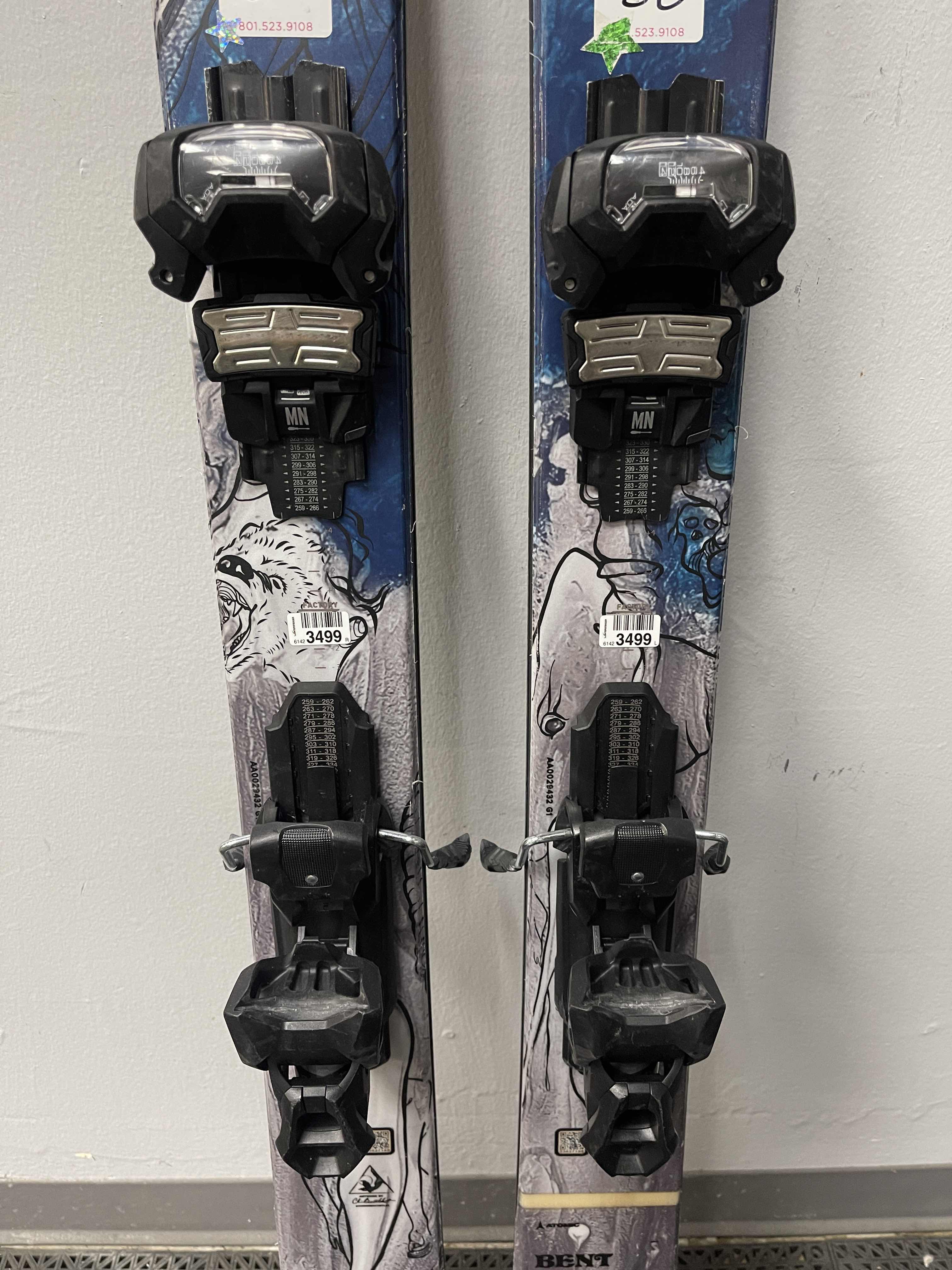 Used Atomic Bent Chetler 172cm Skis w/ Tyrolia Attack 14 Adjustable Bindings