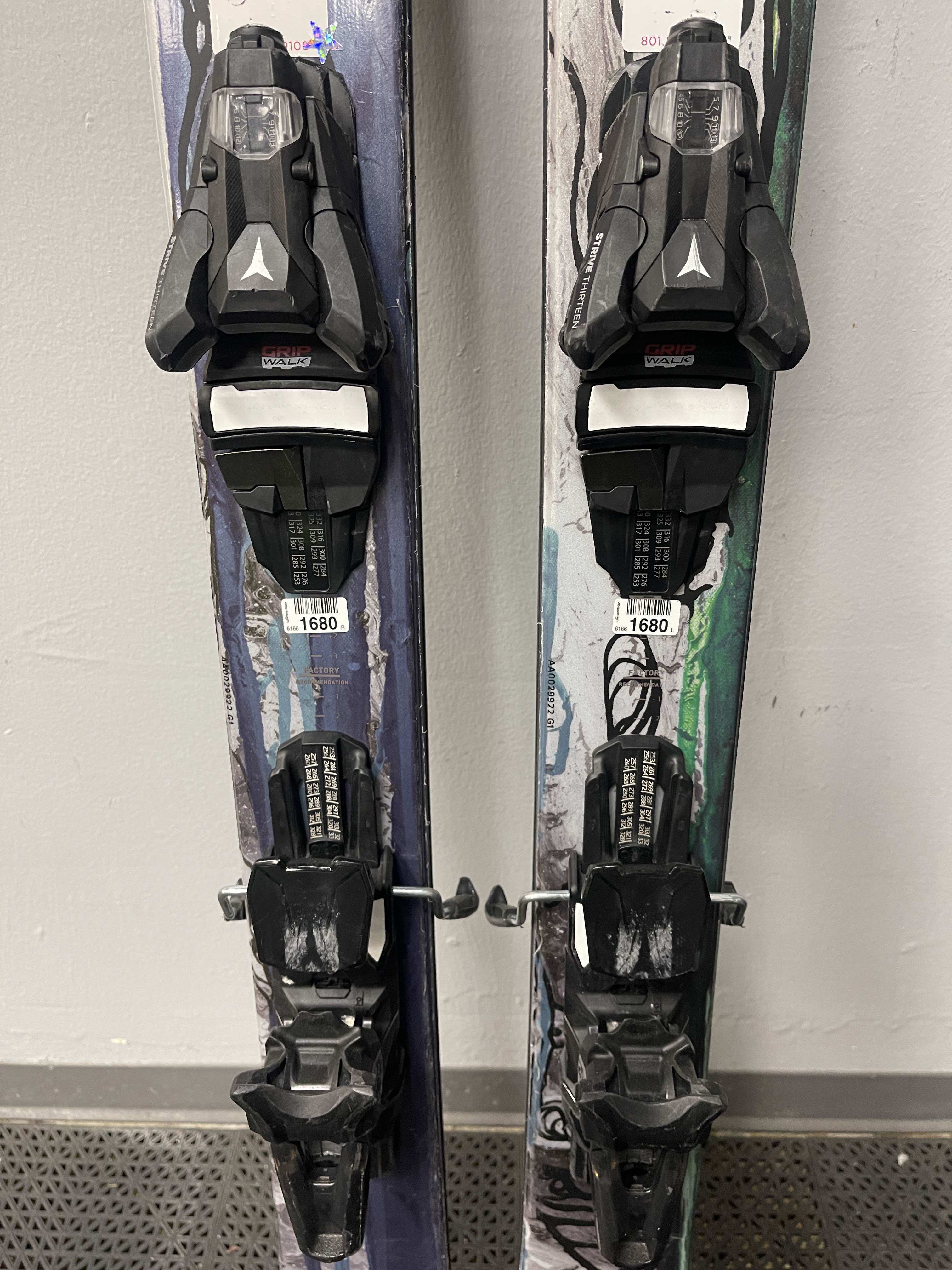 Used Atomic Bent Chetler 172cm Skis w/ Atomic Strive 13 Adjustable Bindings