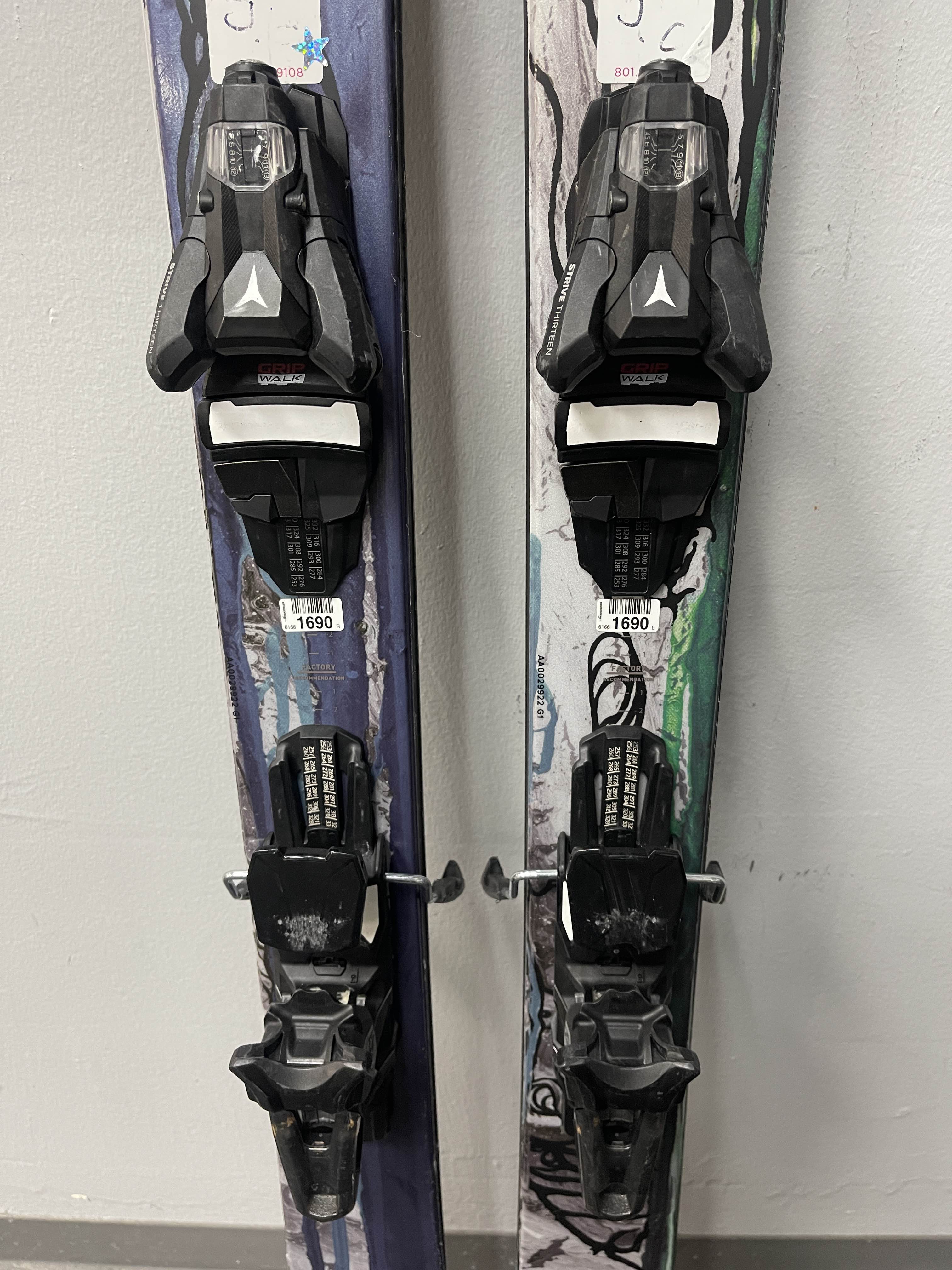 Used Atomic Bent Chetler 180cm Skis w/ Atomic Strive 13 Adjustable Bindings