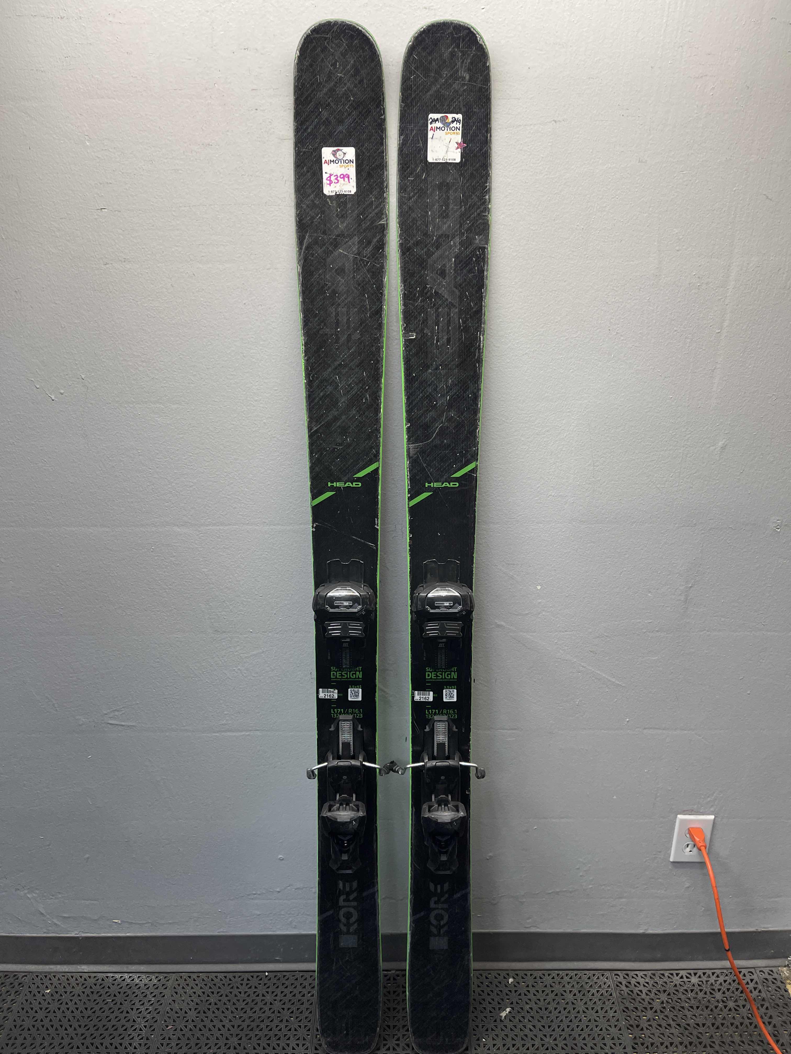 Used Head Kore 105 171cm Skis w/ Tyrolia Attack 13 Adjustable Binding