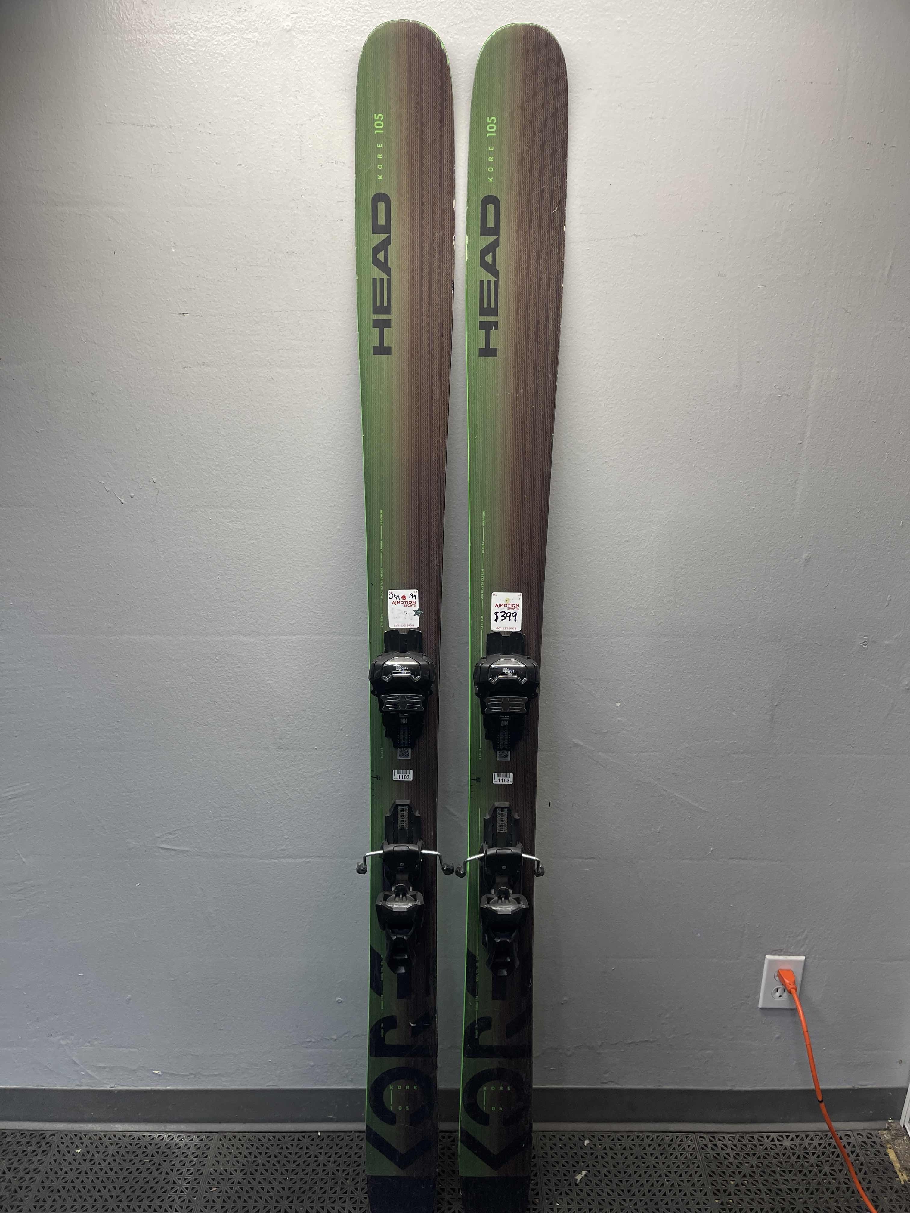 Used Head Kore 105 184cm Skis w/ Tyrolia Attack 13 Adjustable Binding