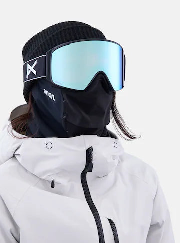 Anon M4S Cylindrical Adult Goggle + MFI Face Mask + Bonus Lens - Black/Percieve Blue
