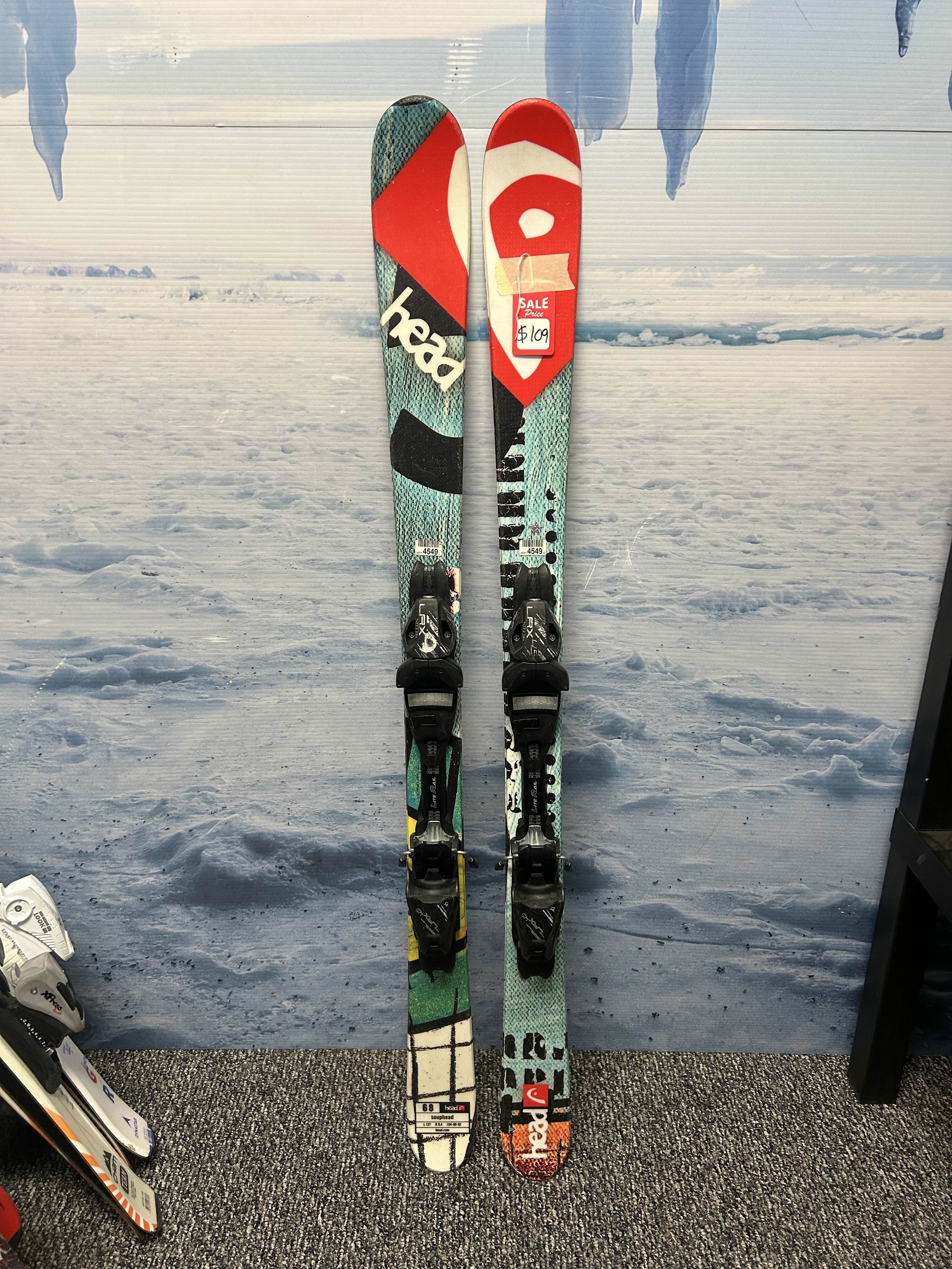 Used Head Souphead 127cm Jr Skis w/ Tyrolia LRX4.5 Demo Binding