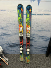 Used Nordica Team Fire Arrow 120cm Jr Skis w/ Marker 7.0 Demo Binding