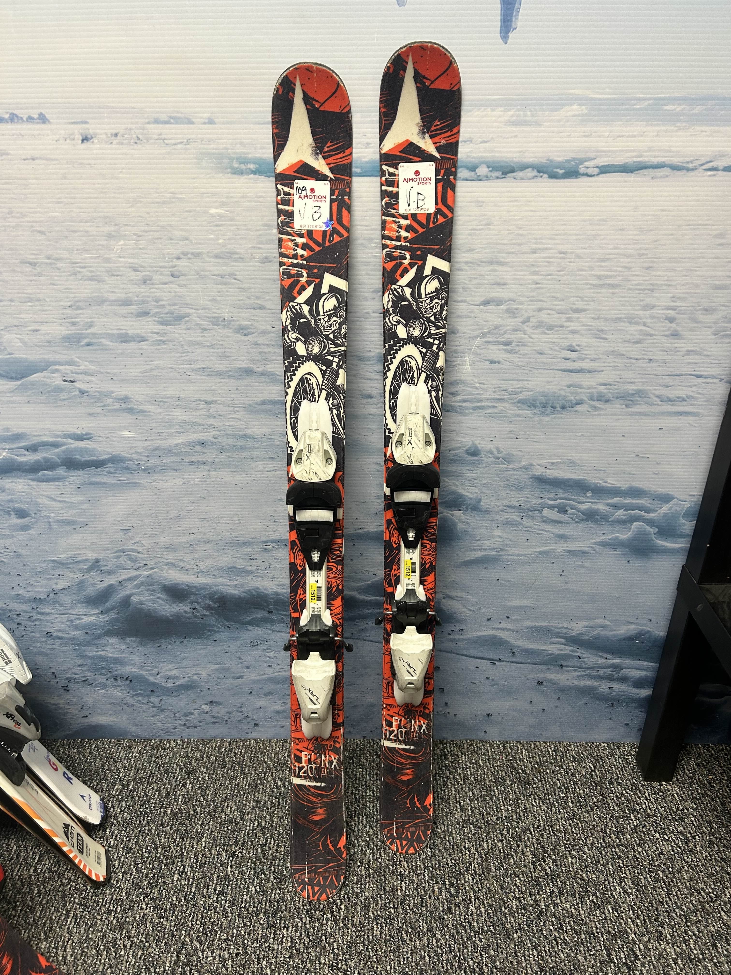 Used Atomic Punx 120cm Jr Skis w/ Tyrolia LRX4.5 Demo Binding