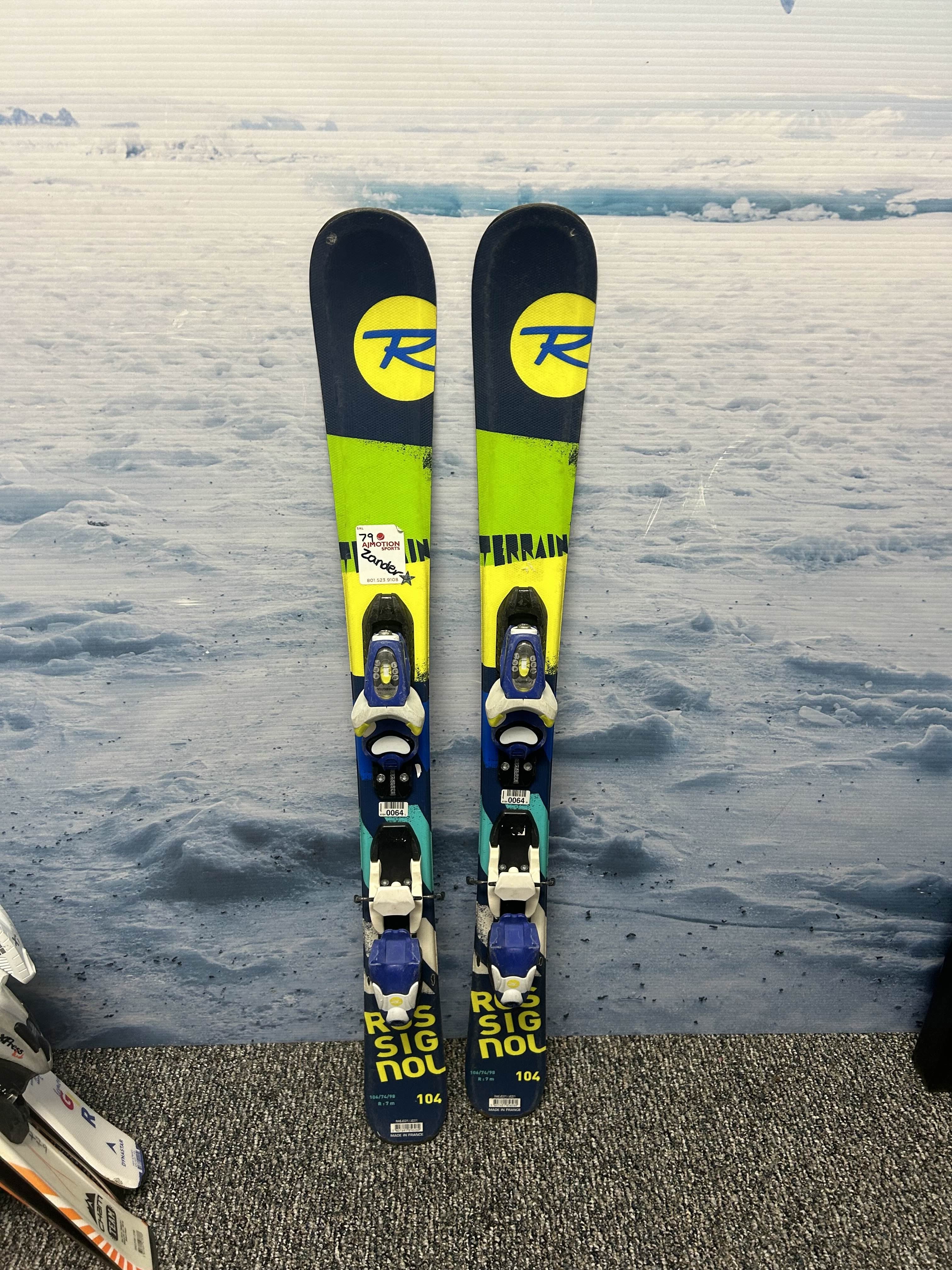 Used Rossignol Terrain 104cm Jr Skis w/ Look Kid X4.5 Demo Binding