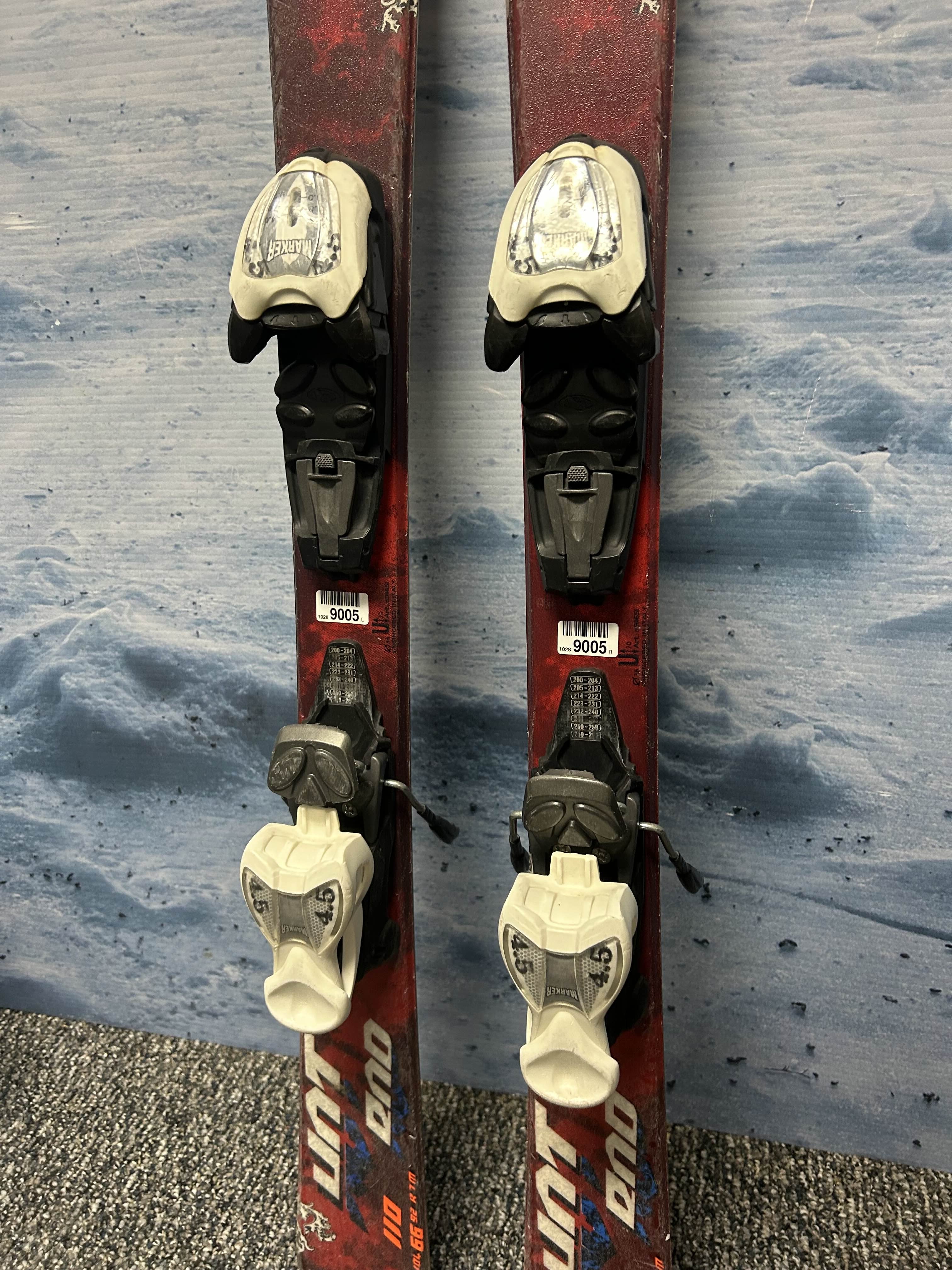 Used Nordica Hot Rod 110cm Jr Skis w/ Marker 4.5 Demo Binding