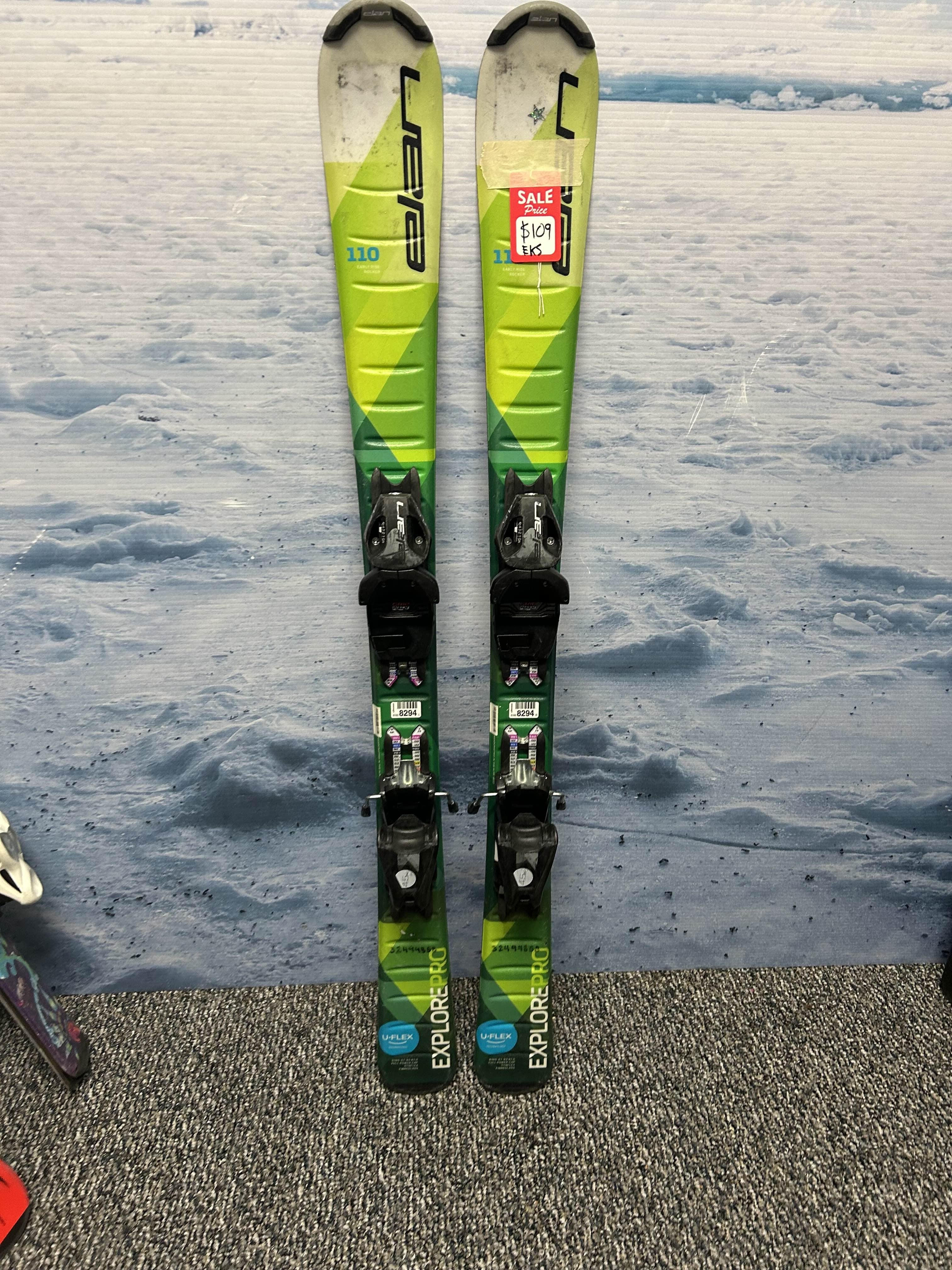 Used Elan ExplorePro 110cm Jr Skis w/ Elan 4.5 Demo Binding