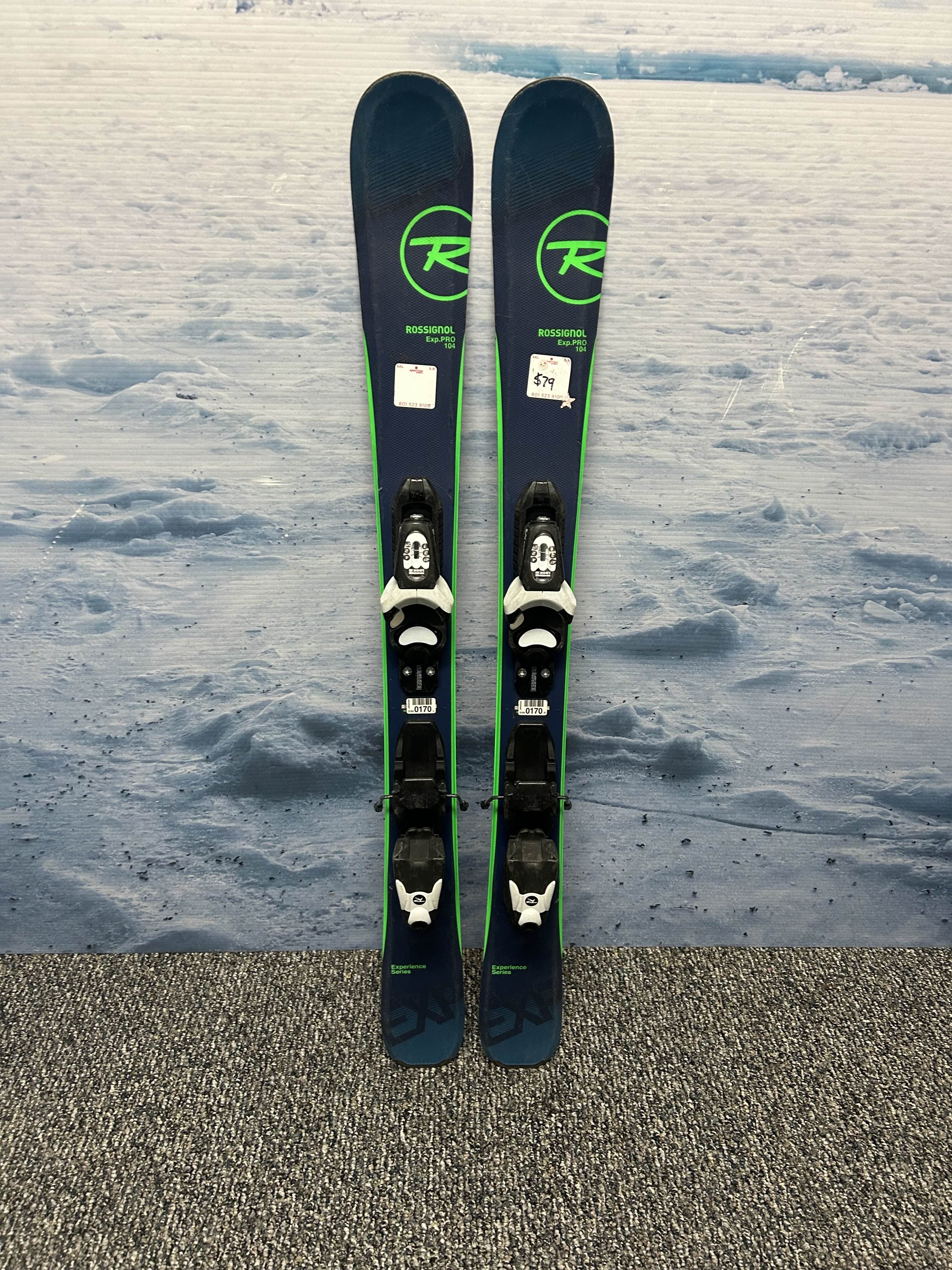 Used Rossignol Exp.PRO 105cm Jr Skis w/ Look Kid X4.5 Demo Binding