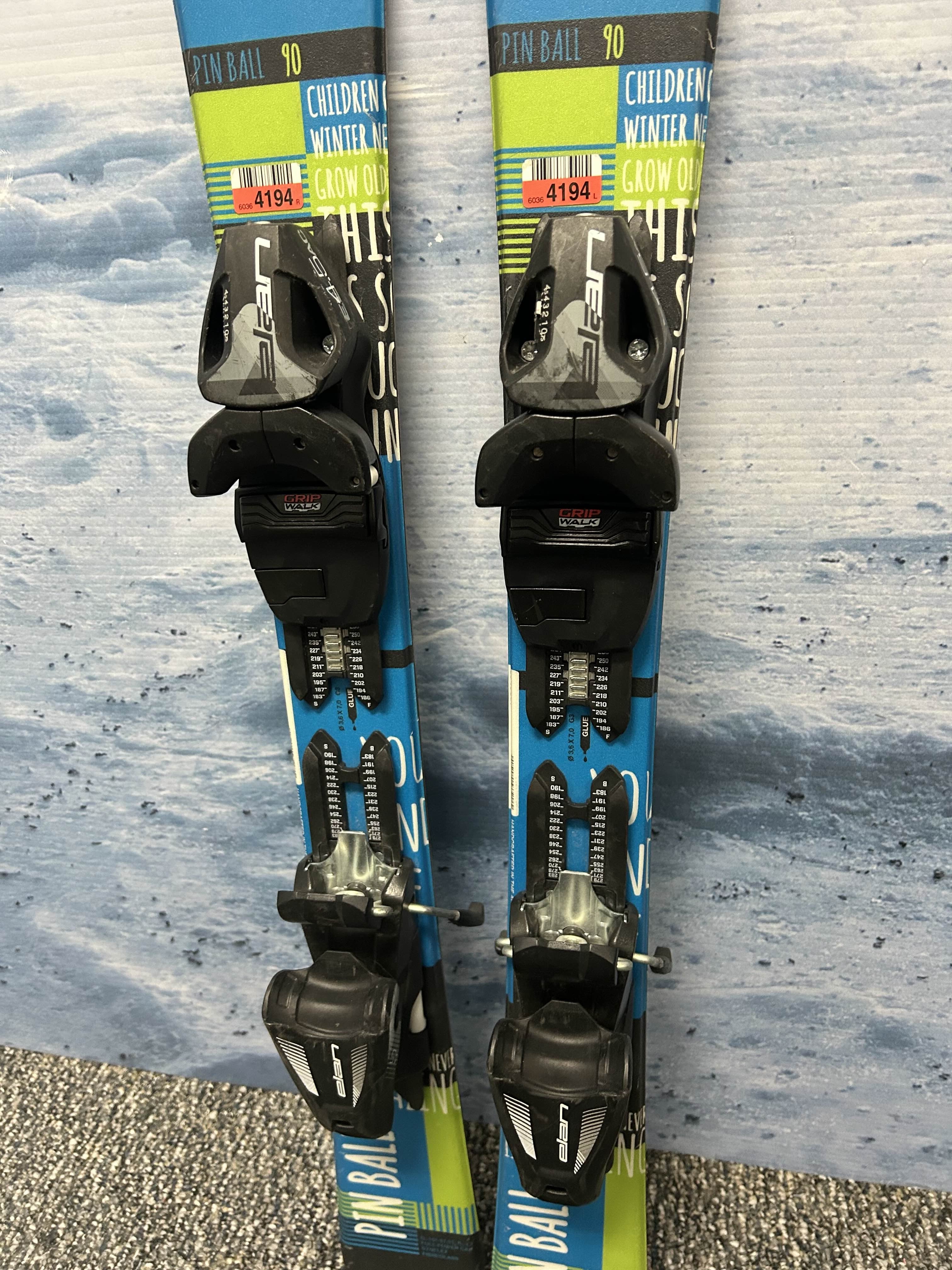 Used Elan Pinball 90cm Jr Skis w/ Elan 4.5 Demo Binding