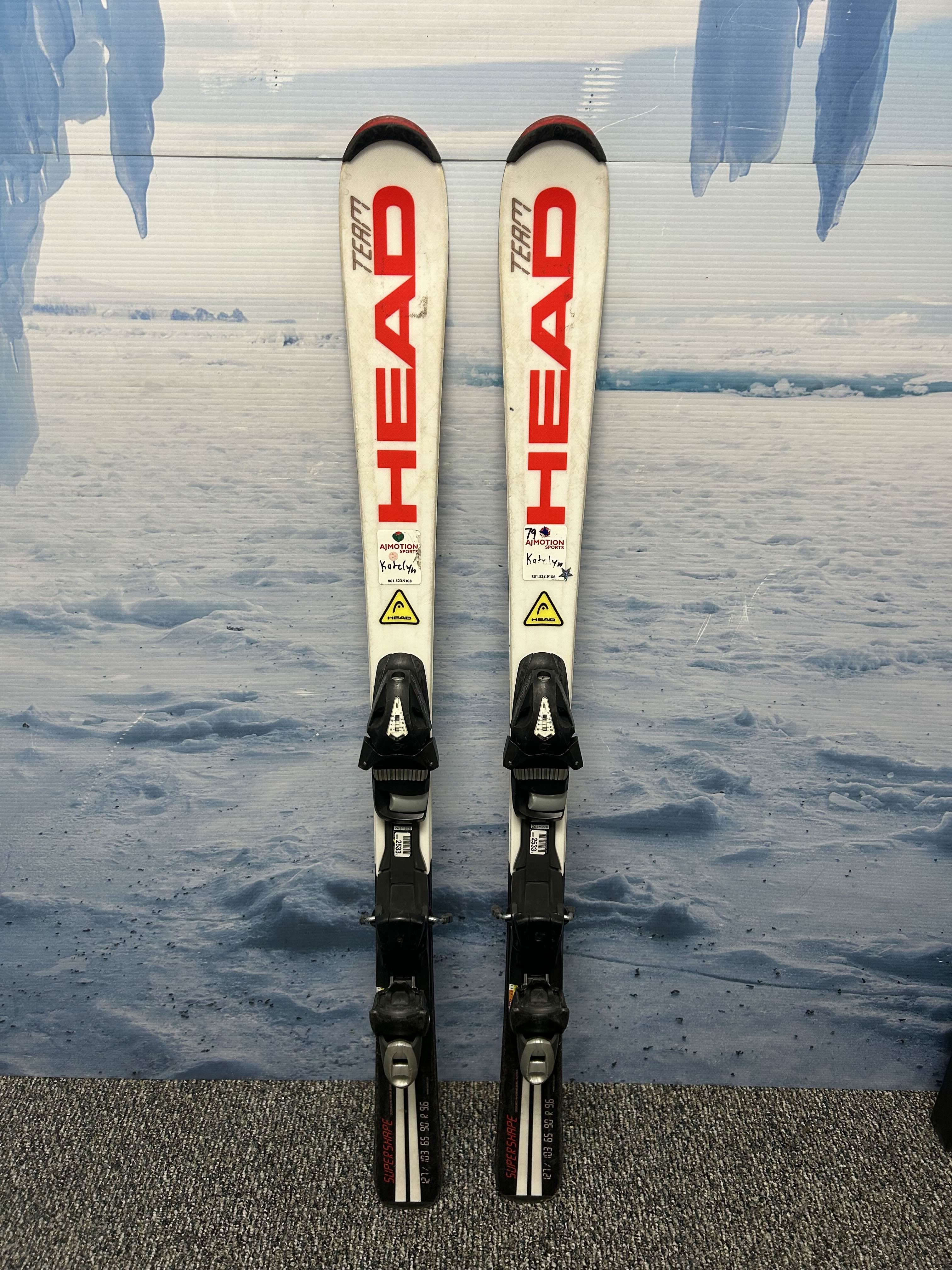 Used Head Supershape 127cm Jr Skis w/ Tyrolia SP 7.5 Demo Binding