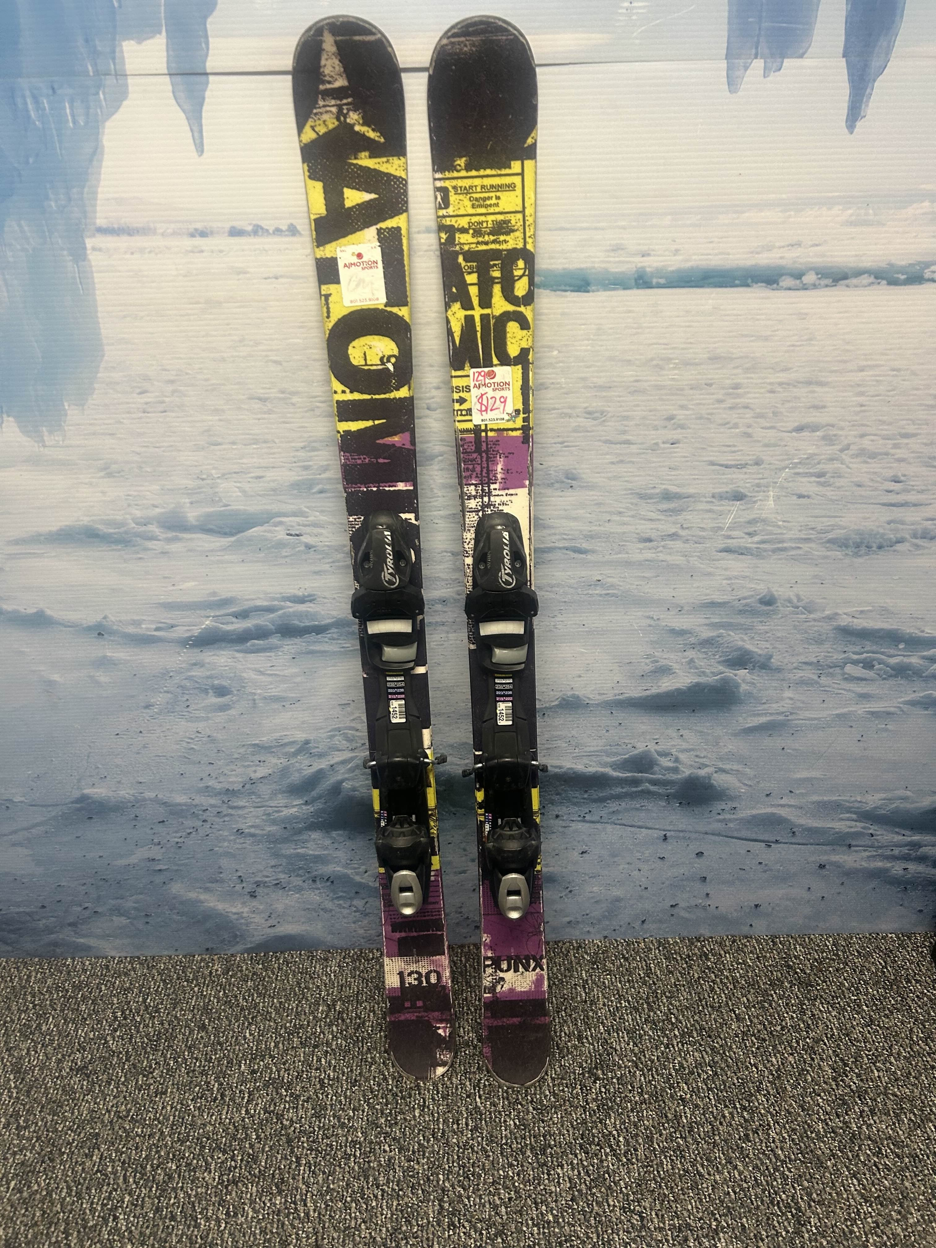 Used Atomic Punx 130cm Jr Skis w/ Tyrolia SP7.5 Demo Binding