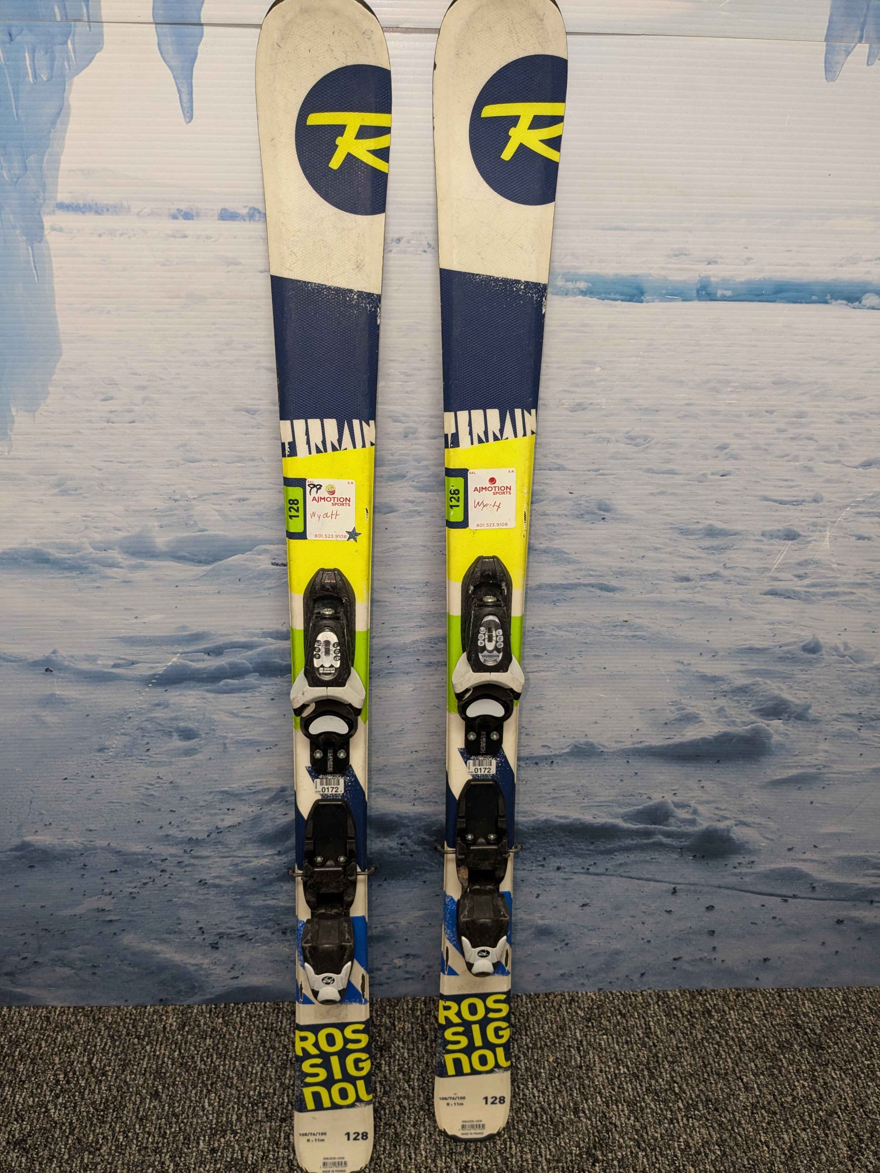 Used Rossignol Terrain 128cm Jr Skis w/ Look Kid X4.5 Demo Binding