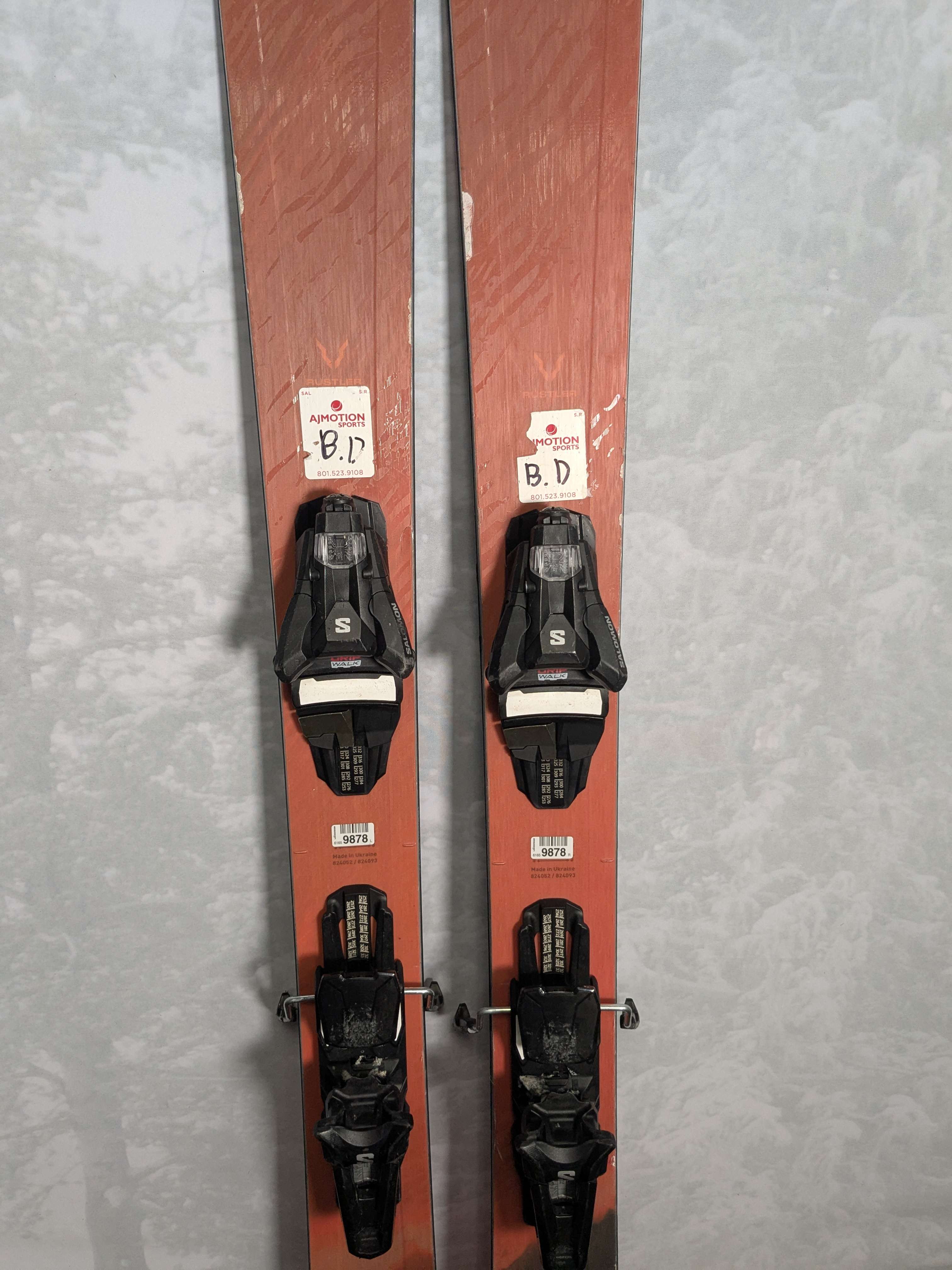 Used 2025 Blizzard Rustler 9 skis- 168cm w/ Salomon Strive 13 Binding