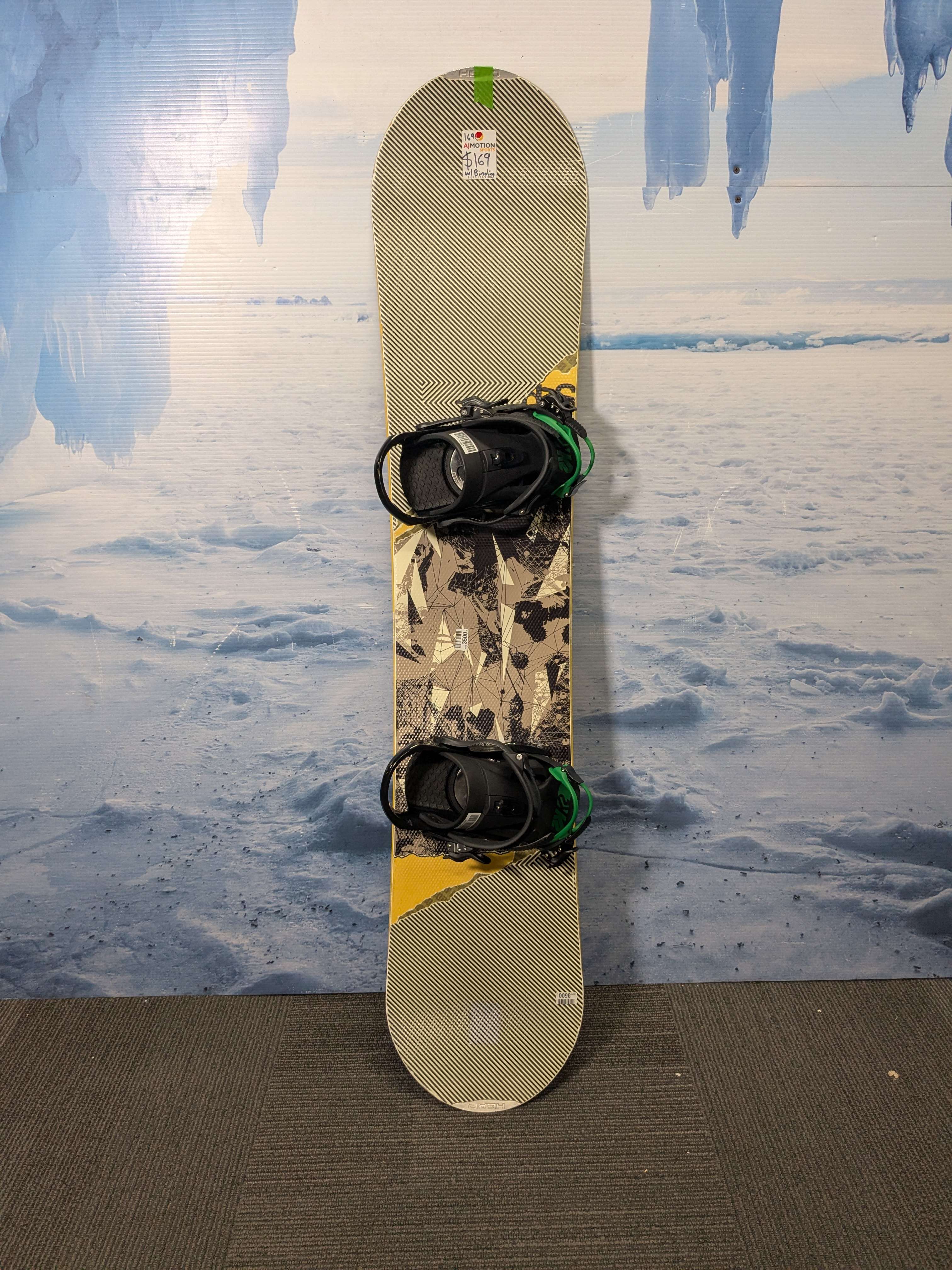 Used Head Tribute Cap Rocka 140cm Snowboard W/ Small K2 Binding