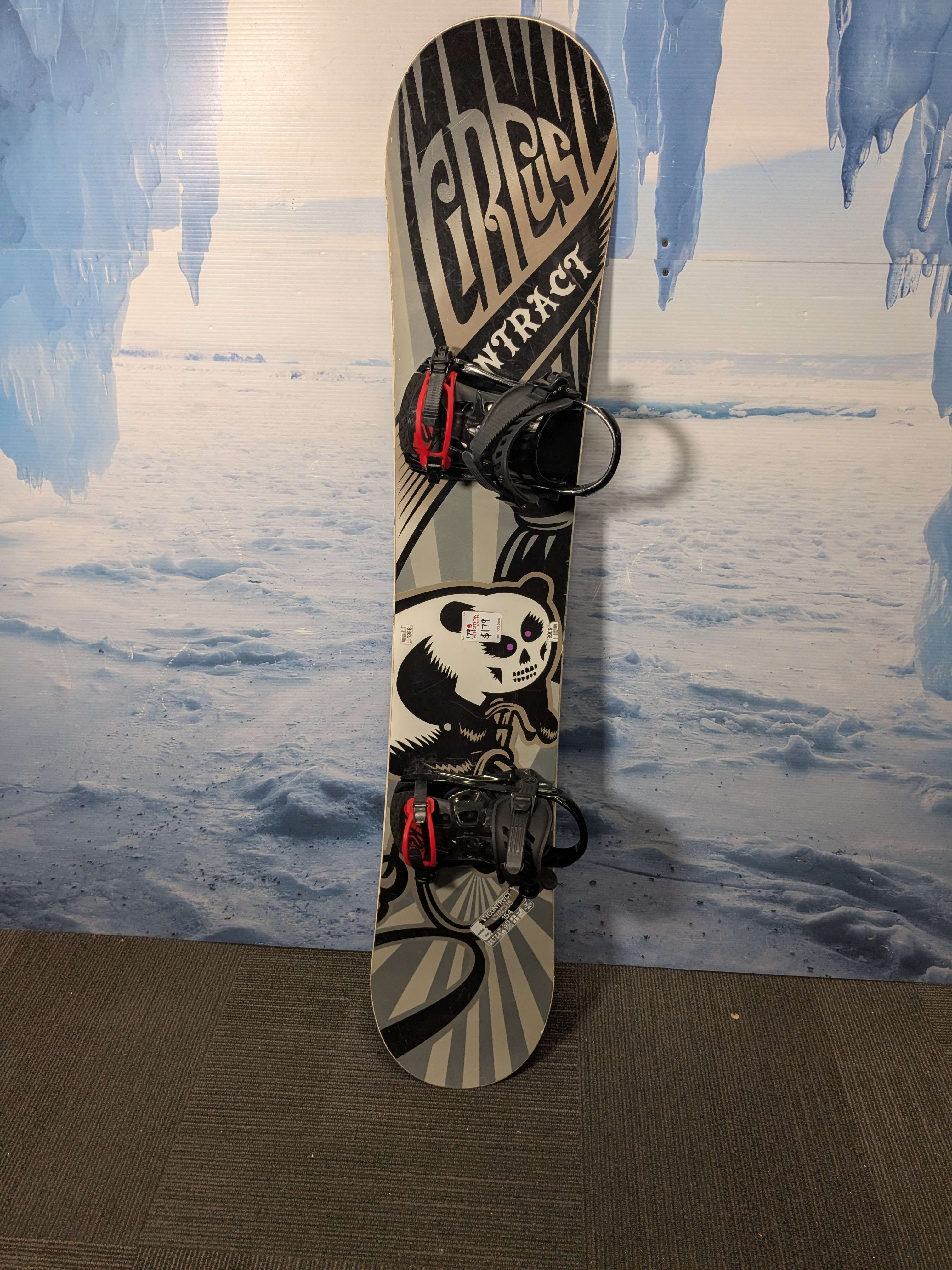 Used Contract Circus 154cm Snowboard W/ K2 Large Demo Binding