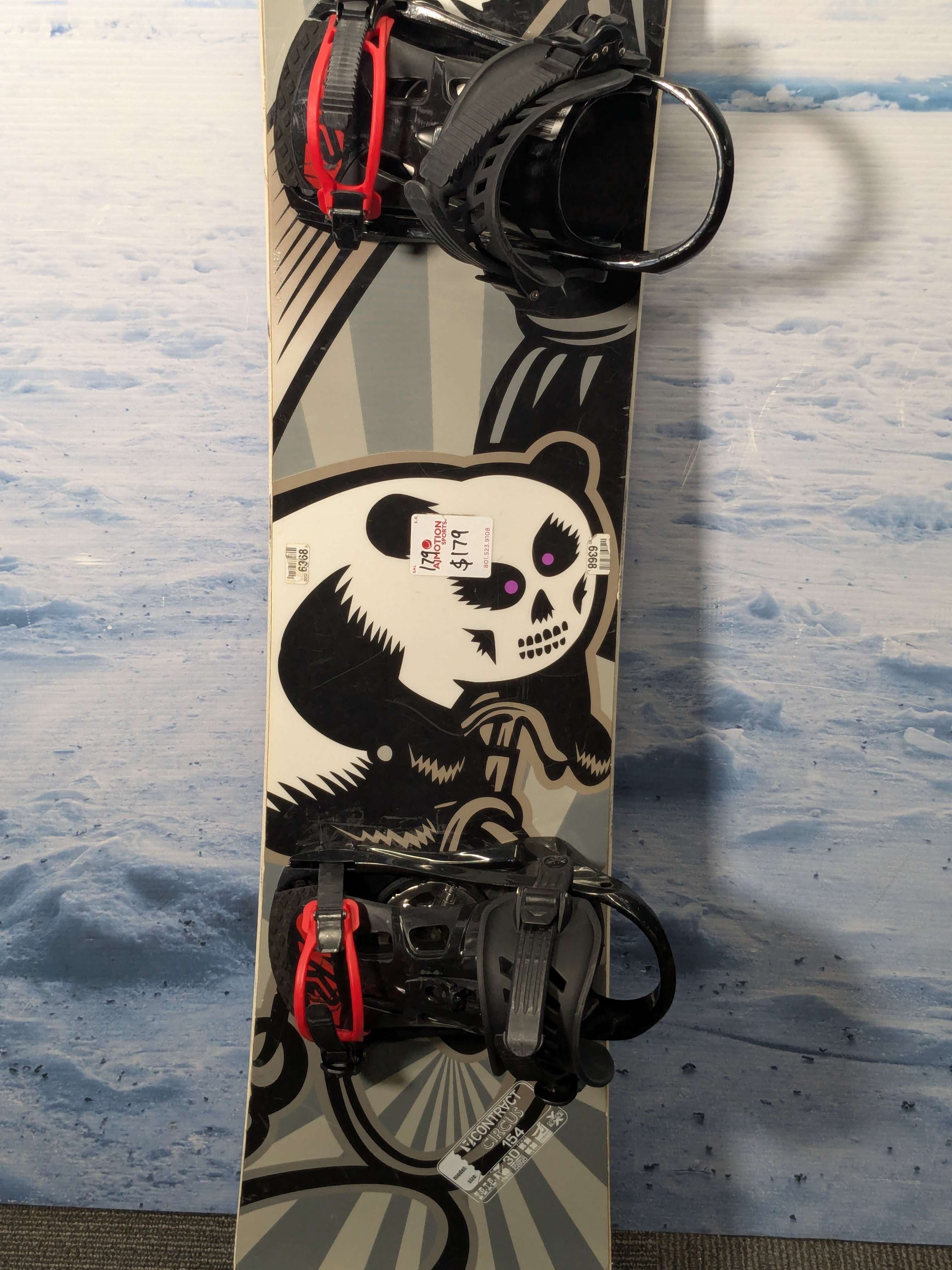 Used Contract Circus 154cm Snowboard W/ K2 Large Demo Binding