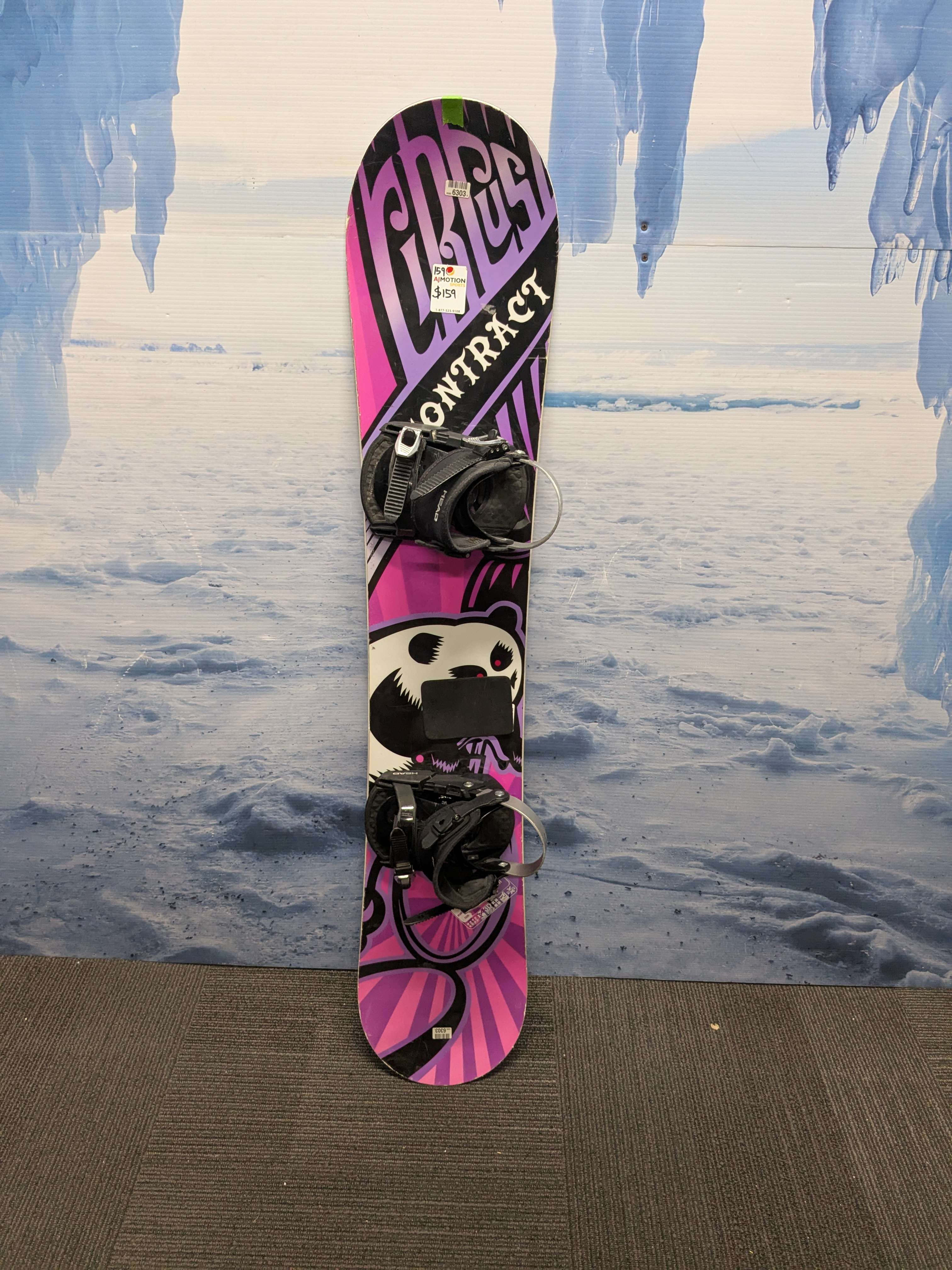 Heavily Used Contract Circus 141cm Snowboard W/ Head Small Binding