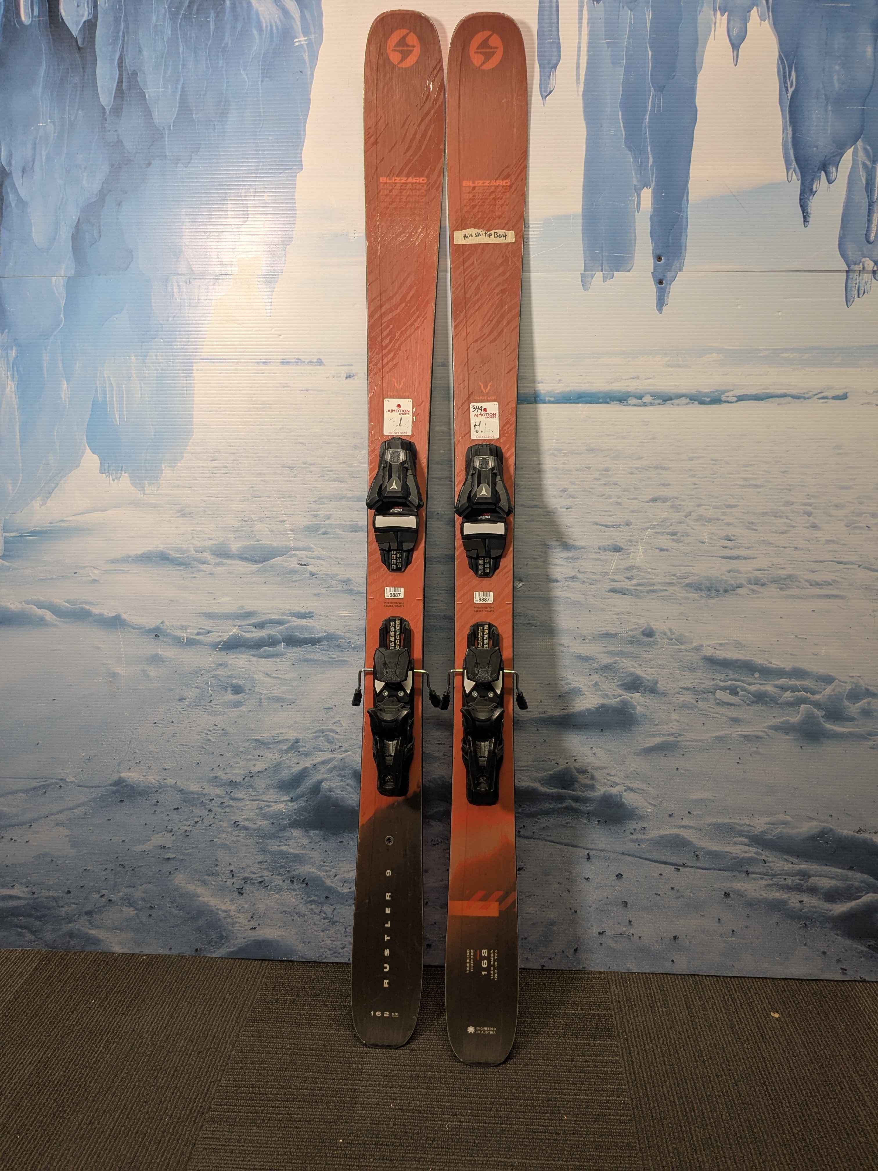 Heavily Used 2025 Blizzard Rustler 9 skis- 162cm w/ Armada Strive 13 Demo Binding