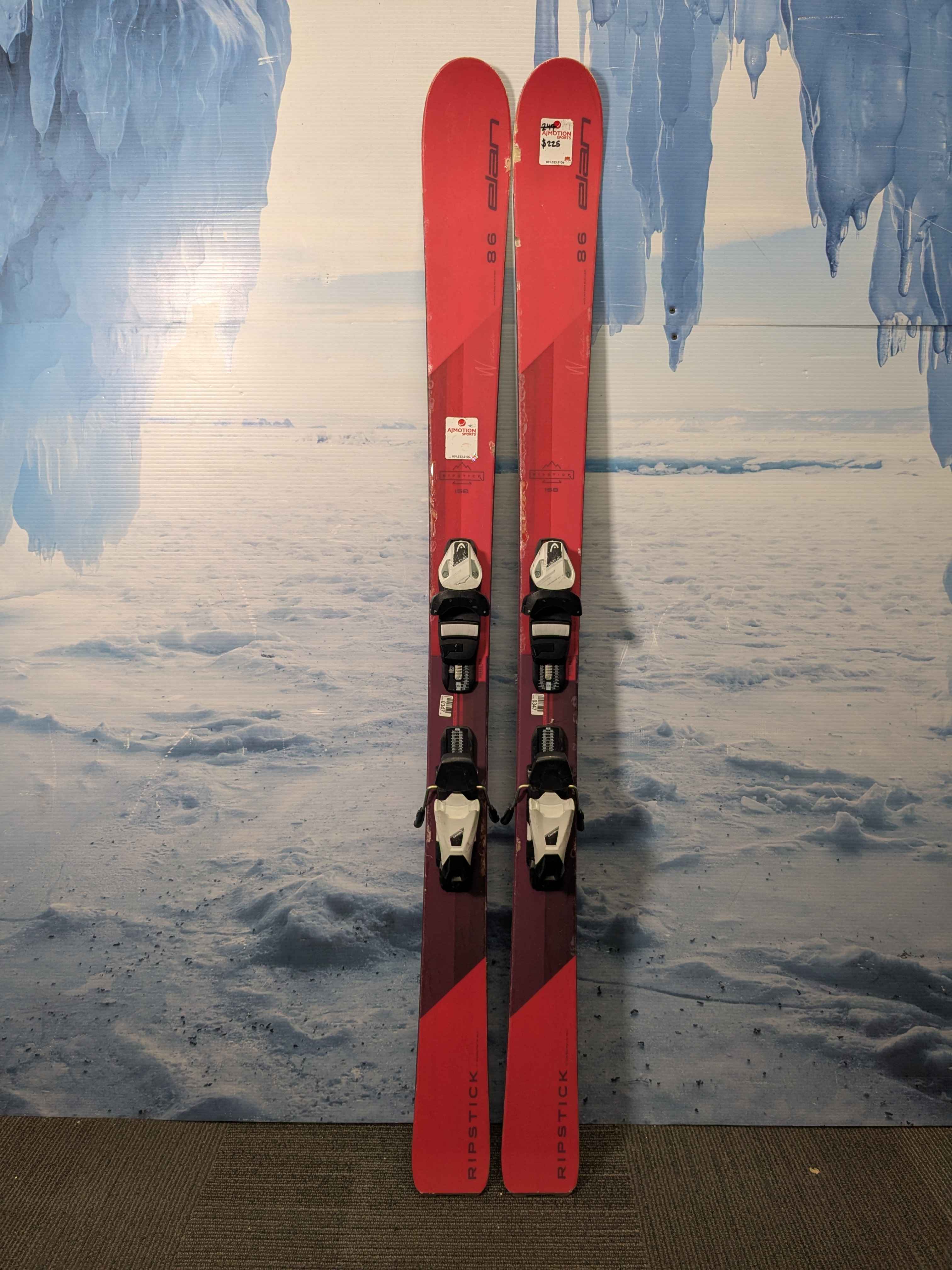 Used Elan Ripstick 86 Junior 158cm Skis w/ Tyrolla SLR 7.5 Adjustable Bindings